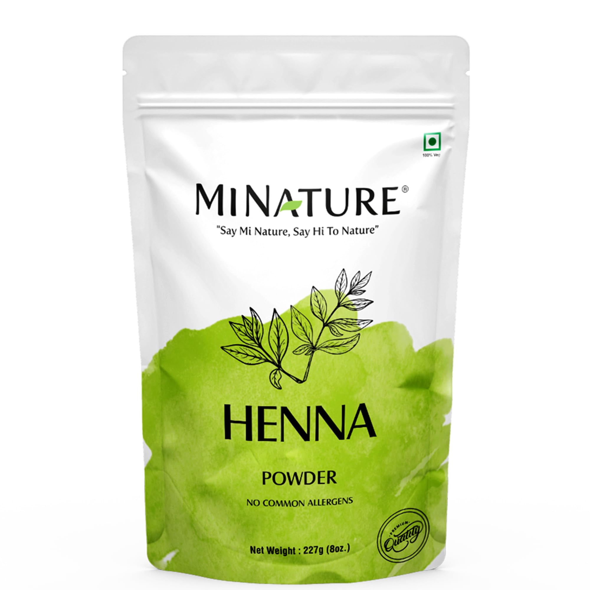 Mi Nature Pure Henna Powder (Lawsonia Inermis) 227g (8 oz)- Natural Plant-Based Hair Coloring & Conditioning Treatment - Herbal Hair Care Formula - No Added Preservatives