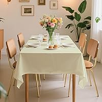 Vista 6 de Paquete de 10 manteles desechables de plástico premium de 54 x 108 pulgadas, mantel rectangular para mesa, para cumpleaños, bodas, Navidad, Beige