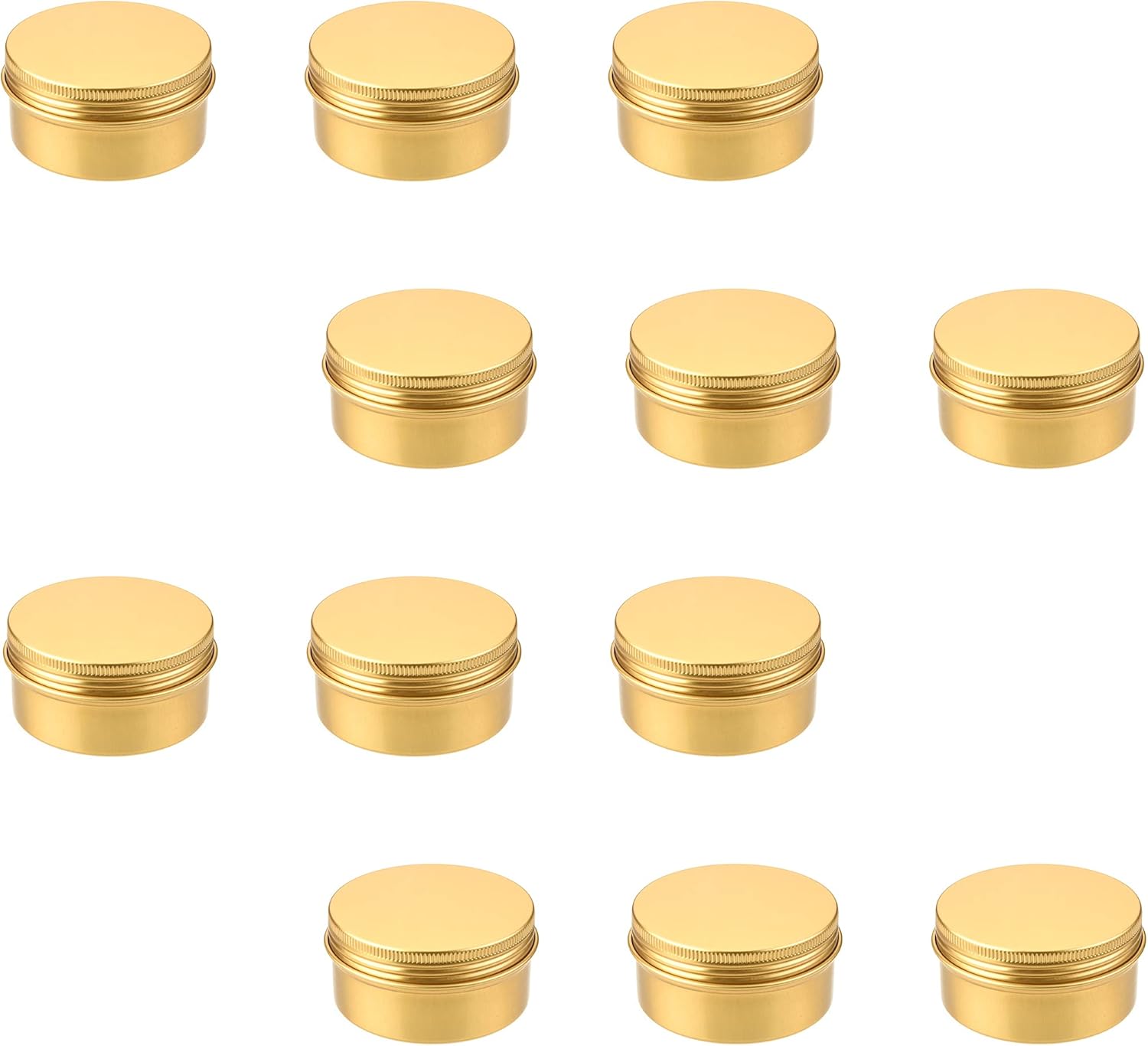 Heyiarbeit 10 Pack 2 oz Round Lip Balm Tin Cans - Aluminum Cosmetic Sample Containers with Screw Lid - Gold Metal Empty Tins Storage Travel Tin Jars