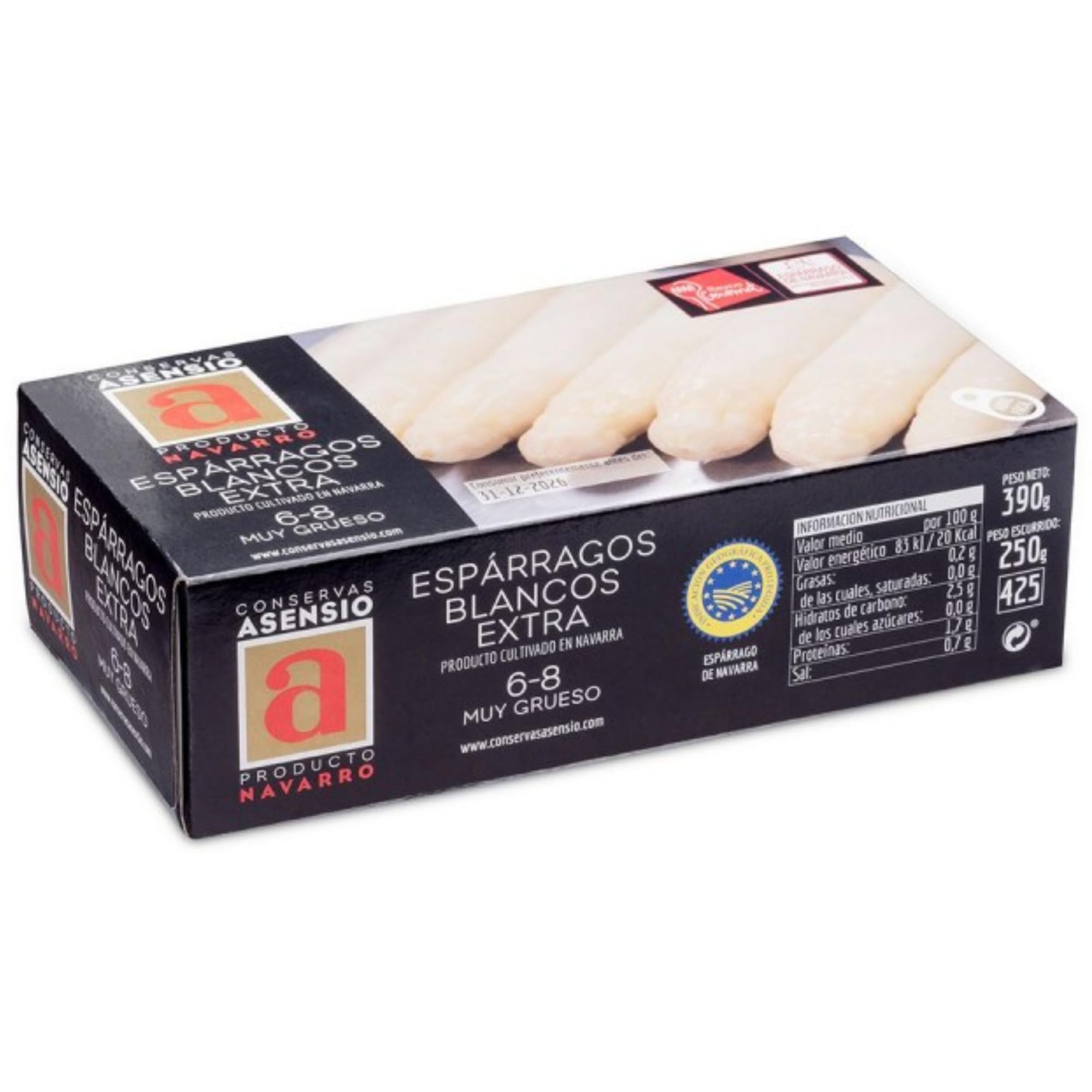 THE BASQUE gourmet - Esparragos Blancos de Navarra muy Guresos - 6-8 ud lata - 390 gr netos - 3 unidades