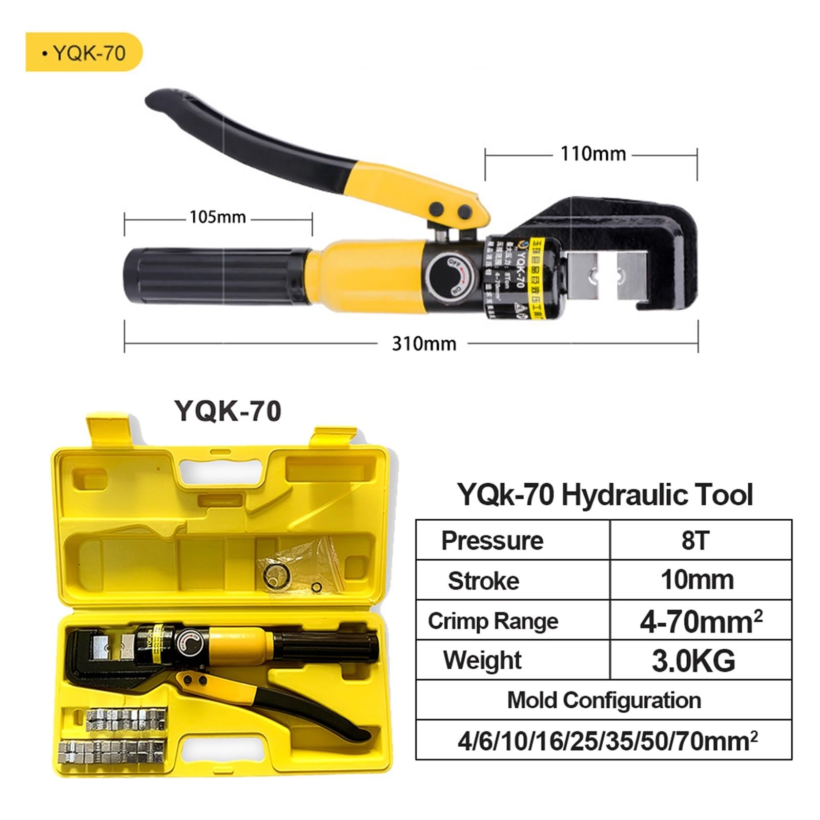 4-70mm² hydrauliczne narzędzie do zaciskania ciśnienie 8T wielofunkcyjne szczypce hydrauliczne do użytku domowego DIY szczypce do zaciskania końcówek kablowych Wydajny
