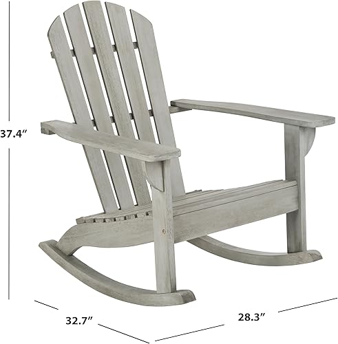 Miniatura 3 de SAFAVIEH PAT7042A Colección Brizio Silla mecedora Adirondack de teca para exteriores