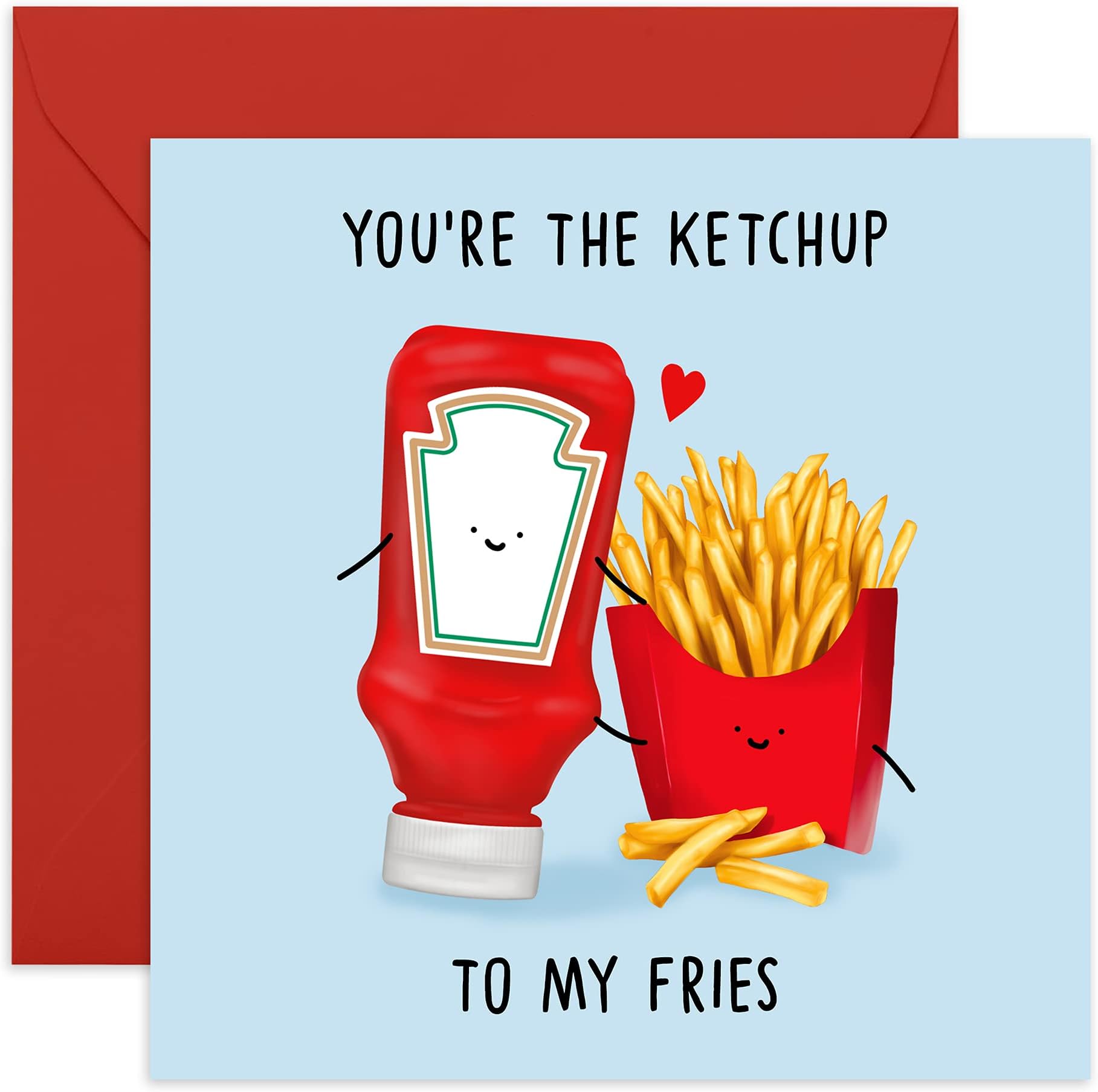 Central 23Cute Anniversary Card - 'You're The Ketchup To My Fries' - Sweet Birthday Card for Partner - For Husband Wife Boyfriend Girlfriend - Comes with Stickers