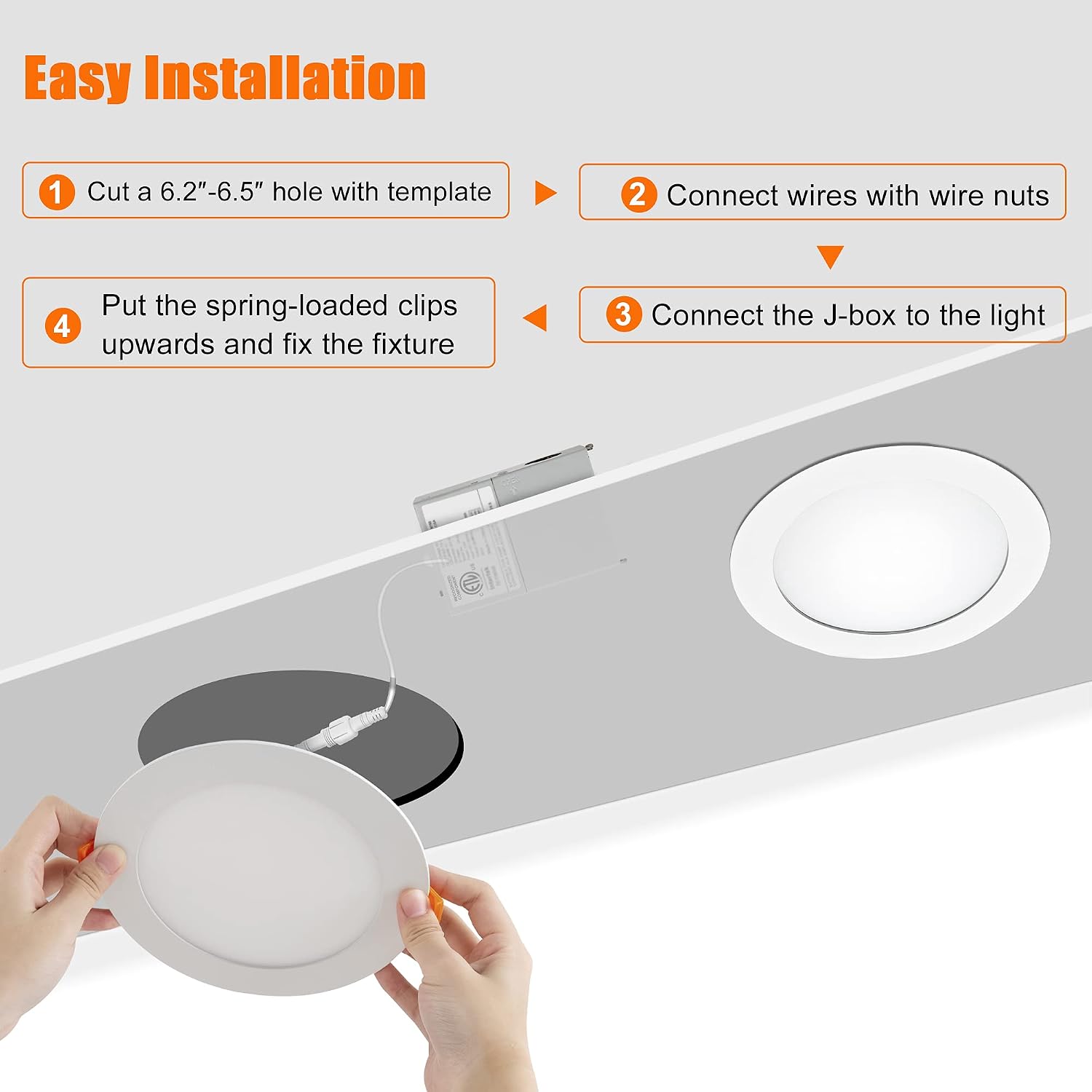 16 Pack Led Recessed Lighting 6 Inch, 5CCT Ultra Thin Recessed Light with Junction Box, 2700k-5000k Selectable, Dimmable Canless Slim Led Recessed Light Fixtures, 12W Eqv 110W, 1100LM Downlight - ETL