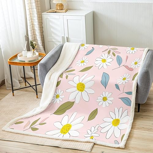 Miniatura 23 de Manfei Manta de margaritas, manta de flores amarillas y blancas para sofá, manta de cama de jardín botánico para niños y niñas, decoración de Multi