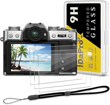 iDaPro Screen Protector for Fujifilm X-T30 II X-T30II Fuji X-T30 Mark II + Hand Lanyard [3+1Pcs],Tempered Glass,9H Hardness,Anti-Scratch Bubble-Free,Easy Installation