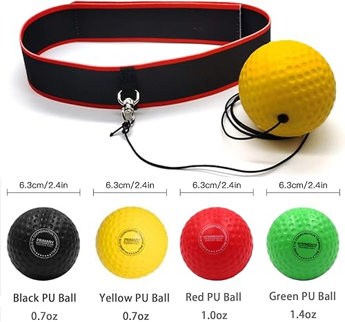 Miniatura 5 de Pelota refleja de boxeo para niños y adultos, pelota de boxeo de 4 niveles con 2 diademas ajustables, equipo de boxeo, pelota de boxeo ideal para