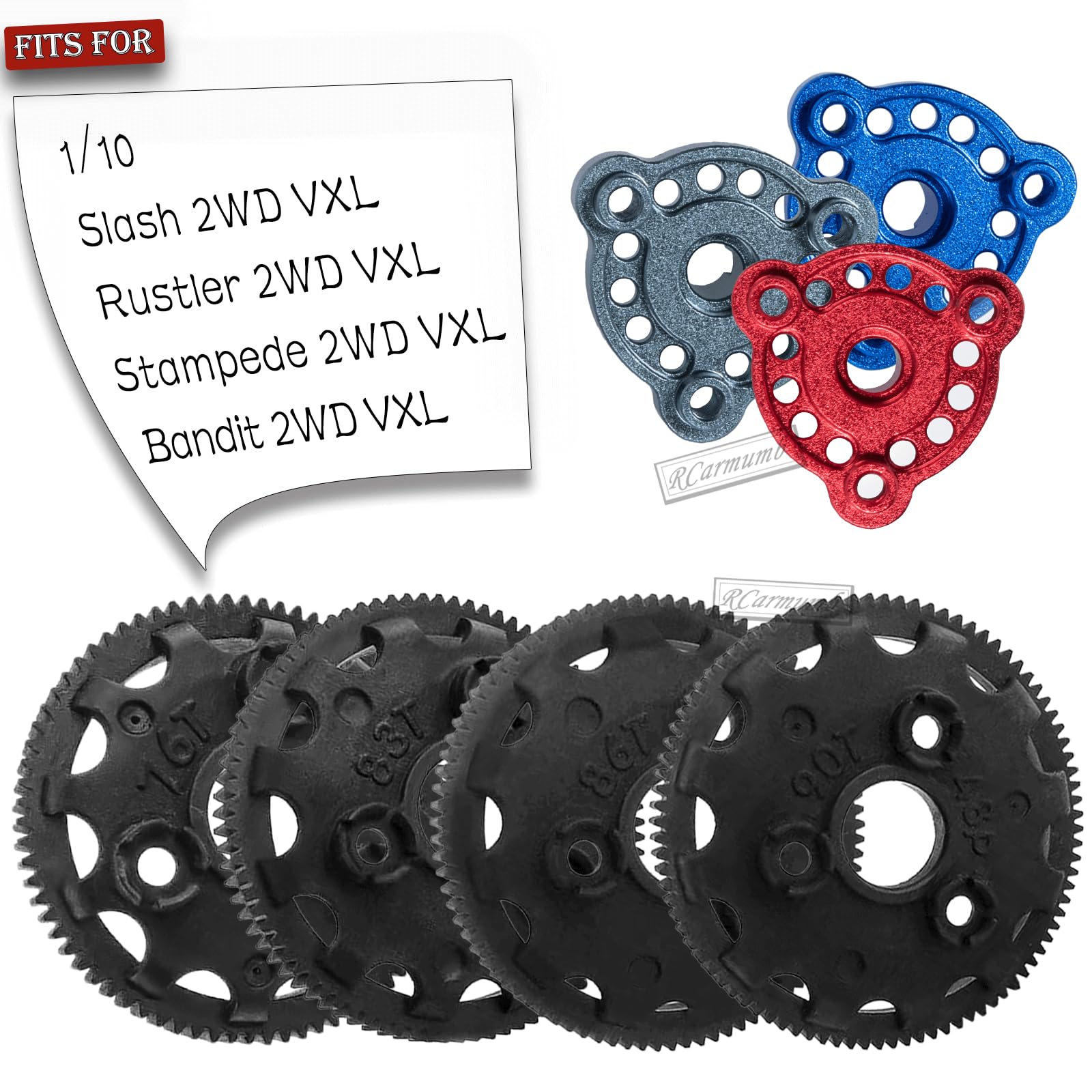 Rcarmumb RC 48P 86T Spur Gear w/ 19T 21T 23T & Slipper Clutch & Slipper Rebuild Kit & Pressure Plate Upgrades Part for 1/10 Slash 2WD VXL,Rustler/Stampede/Bandit 2WD VXL XL-5,Titanium