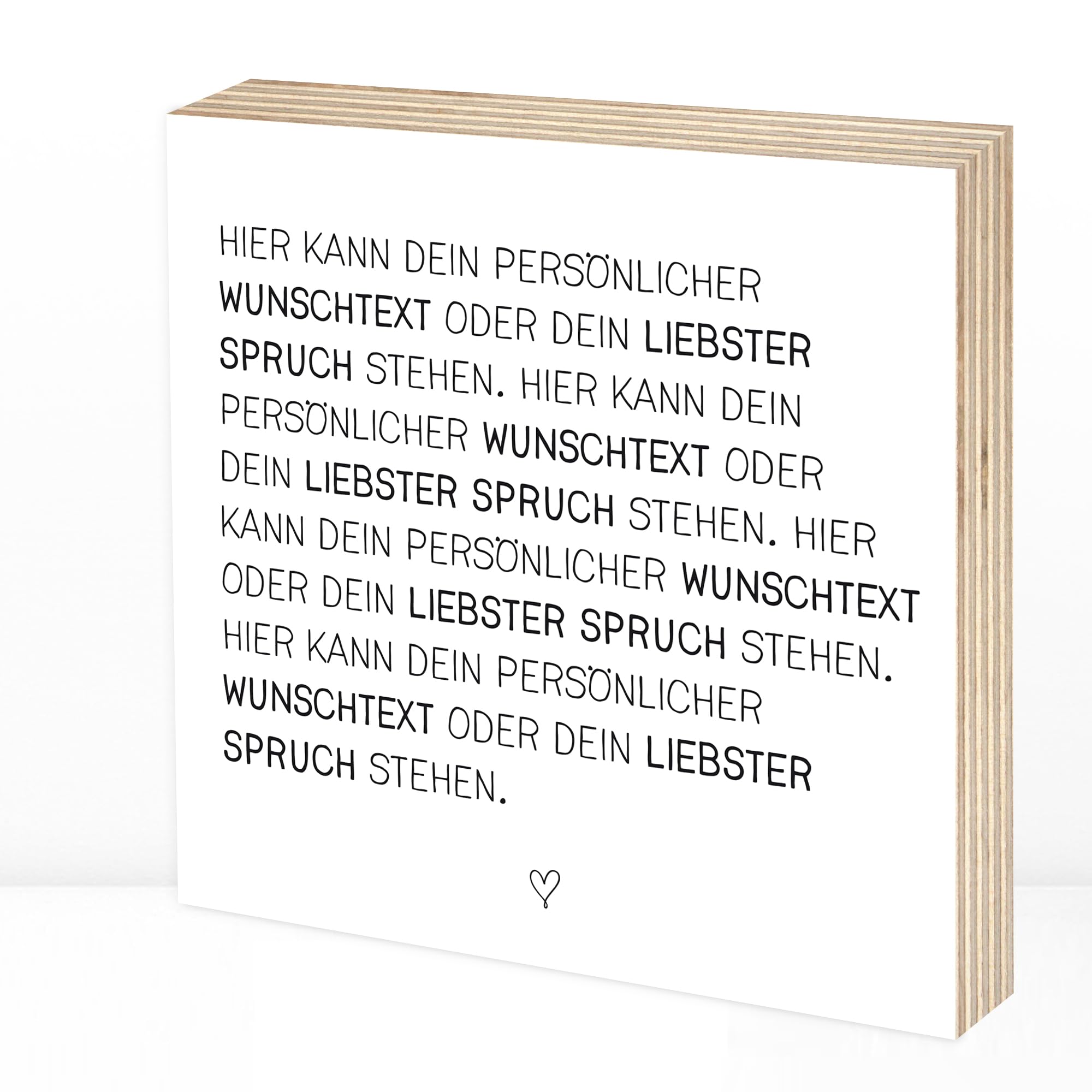 Wunderpixel® Holzbild DEIN eigener Text - personalisiert - individueller Text Name Gedicht 15x15x2cm Fotodruck auf Holz - schwarz-weißes Wand-Bild Aufsteller Holz-Schild - persönliches Geschenk