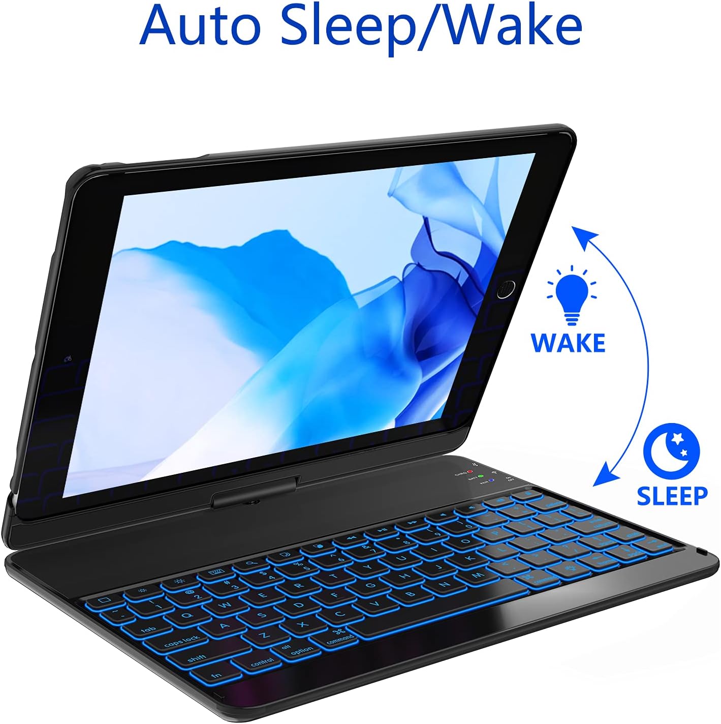 Limited Discount iPad Keyboard Case 9.7 for iPad 2018 (6th Gen) - 2017 (5th Gen) - iPad Pro 9.7 - iPad Air 2 & 1, 7 Color Backlit Keyboard Case/360 Rotate Wireless/BT Keyboard Case with Auto Sleep/Wake (Black)