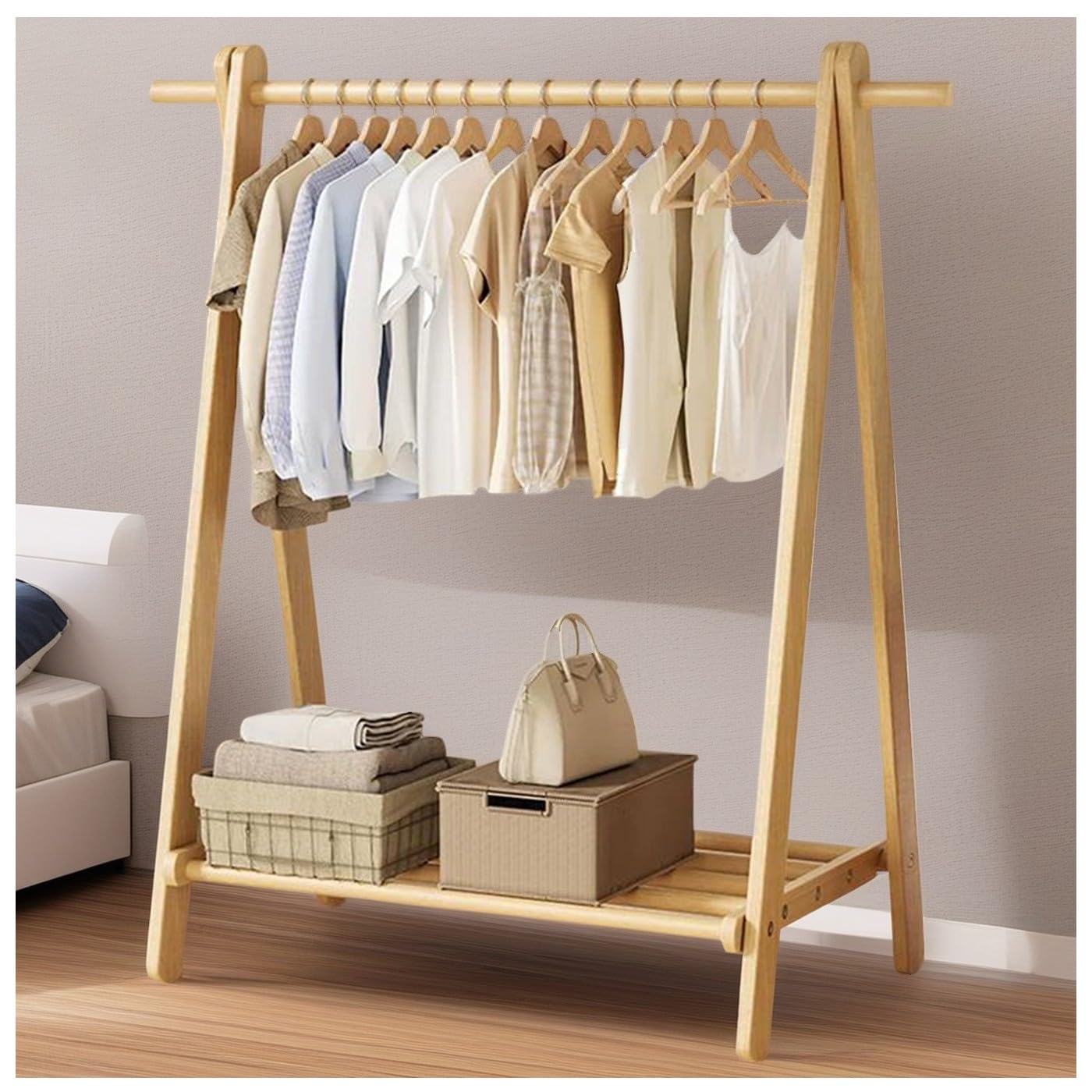 BEARQUN Hallway coat Storage with Storage, Clothe Hanging Stand, Foldable, coat rack small space, 2 hook coat rack, for Clothes, Hats, Bags : 80/100/120x47x146CM