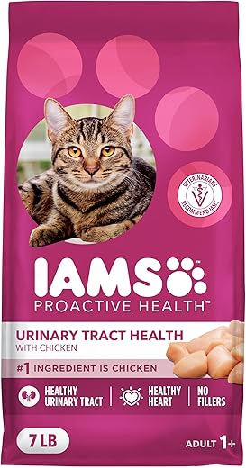 IAMS PROACTIVE HEALTH Adult Urinary Tract Health Dry Cat Food with Chicken, 7 lb. Bag