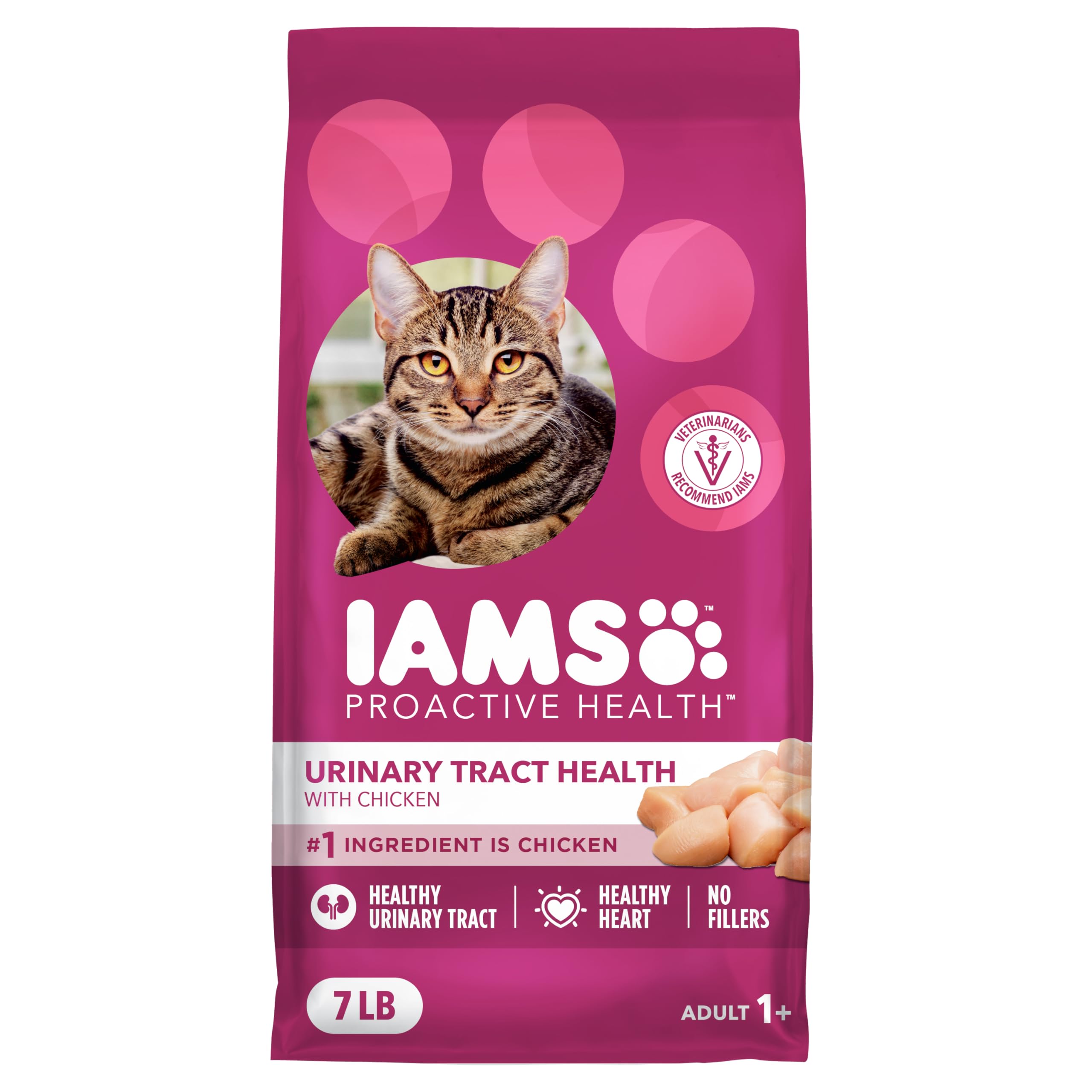 IAMS PROACTIVE HEALTH Adult Urinary Tract Health Dry Cat Food with Chicken, 7 lb. Bag