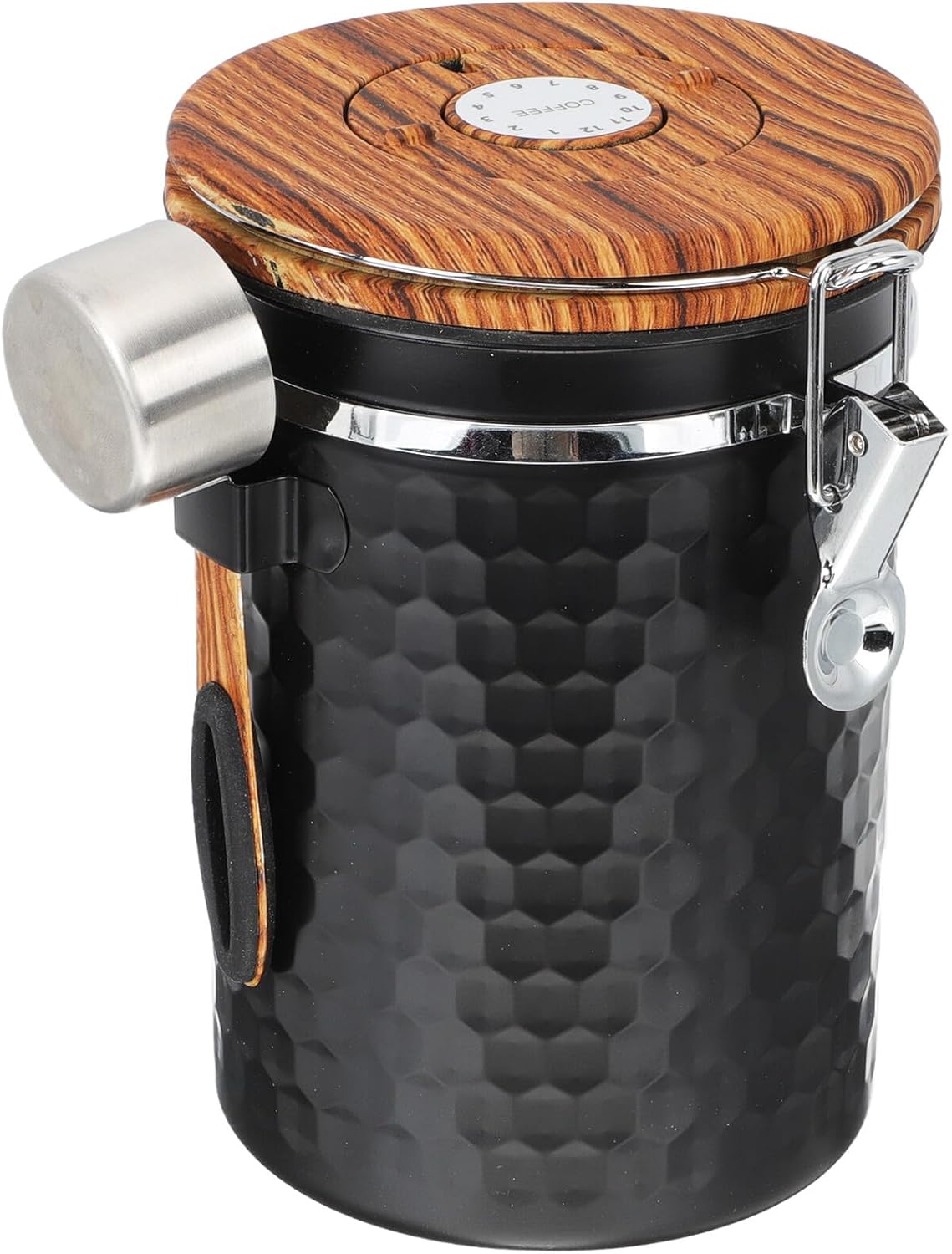 BESPORTBLE Airtight Stainless Steel Coffee Bean Storage Canister with One-way Valve and Scoop Dry Food Container for Kitchen Vintage-inspired Black Food Storage Holder for Coffee Powder and