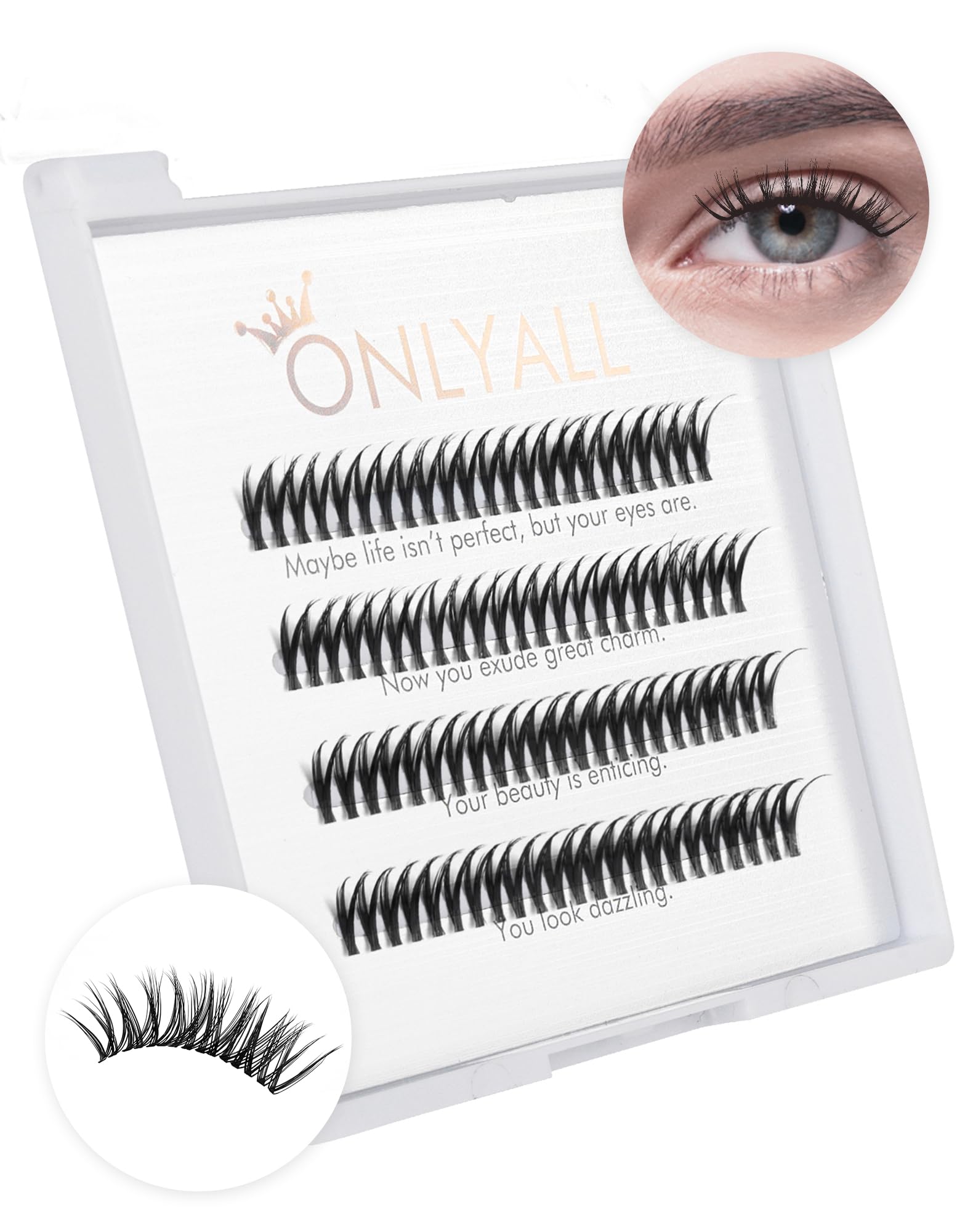 Onlyall DIY Eyelash Extensions Cluster Lashes Individual Lashes Natural Lash Clusters Wispy Lashes Strip Lashes Extension-Y46