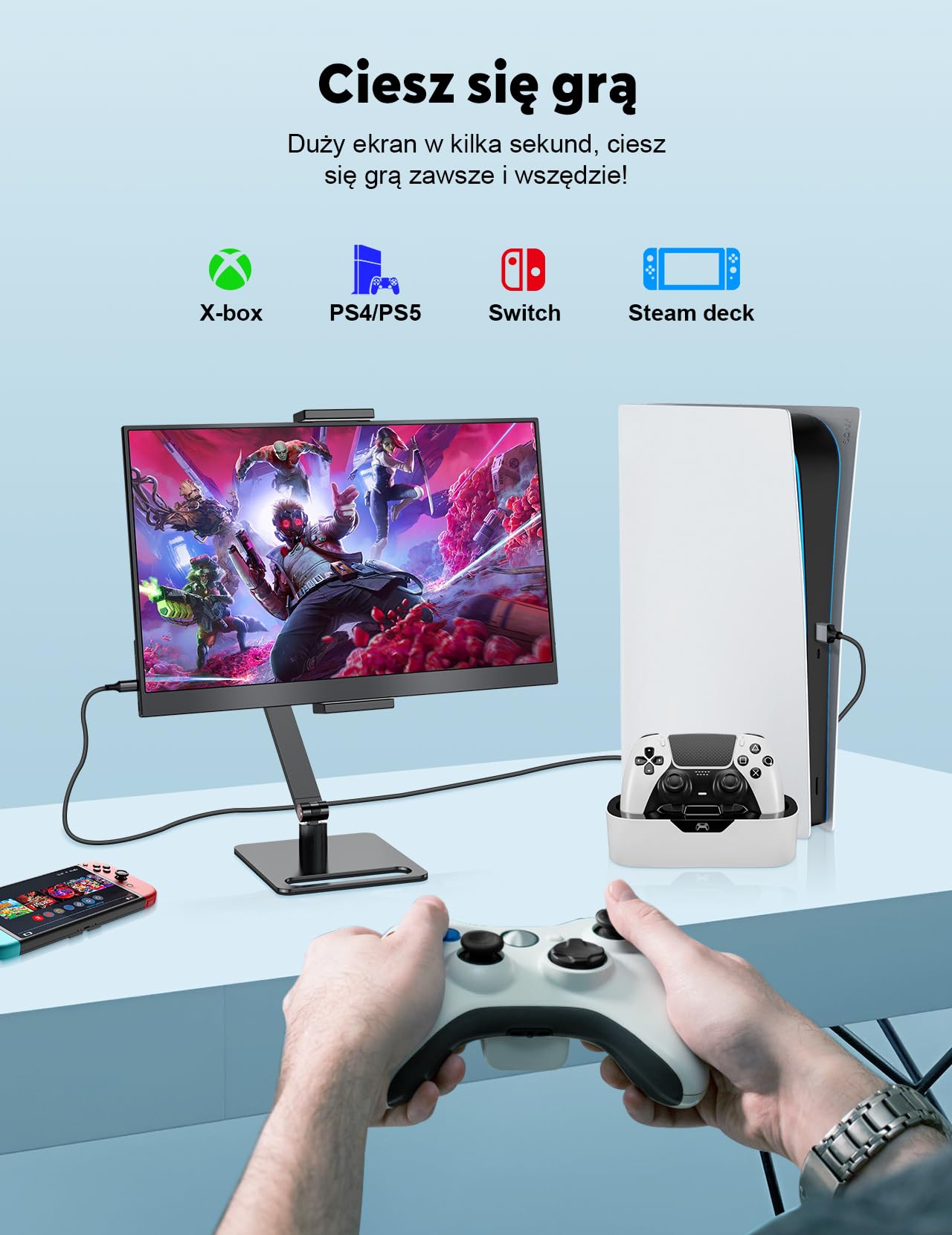 MAGICRAVEN Przenośny monitor 15,6" 1080p FHD laptop rozszerzenie monitor IPS Screen, monitor laptopa z głośnikiem, ekran do laptopa/komputera/telefonów/PS45/X-Bo z HDMI/USB C i uchwytem