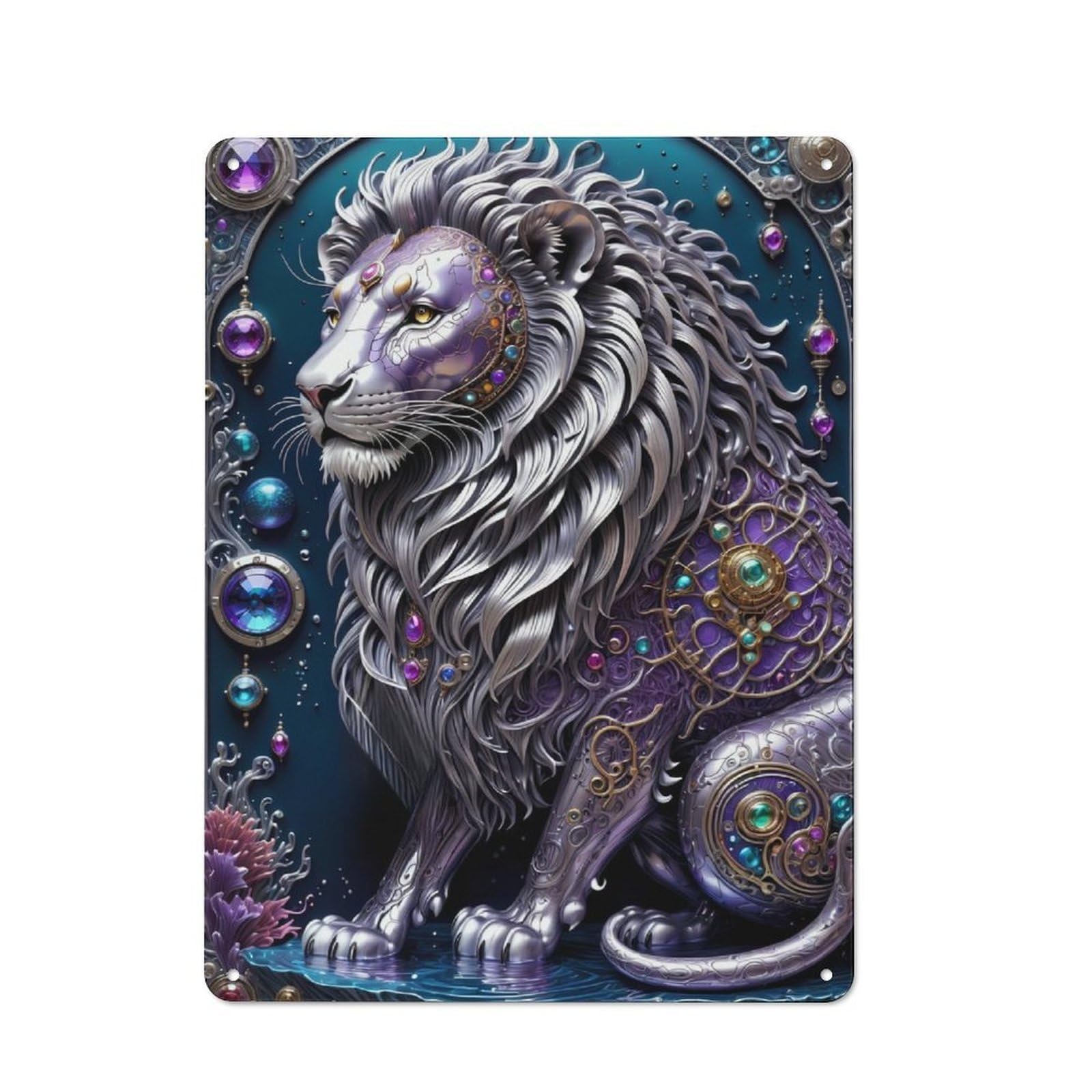 Steampunk Metal Lion Character Metal Wall Decor 40x30cm, Vintage Metal Sign for Home, Shop, Pub Or Studio Wall
