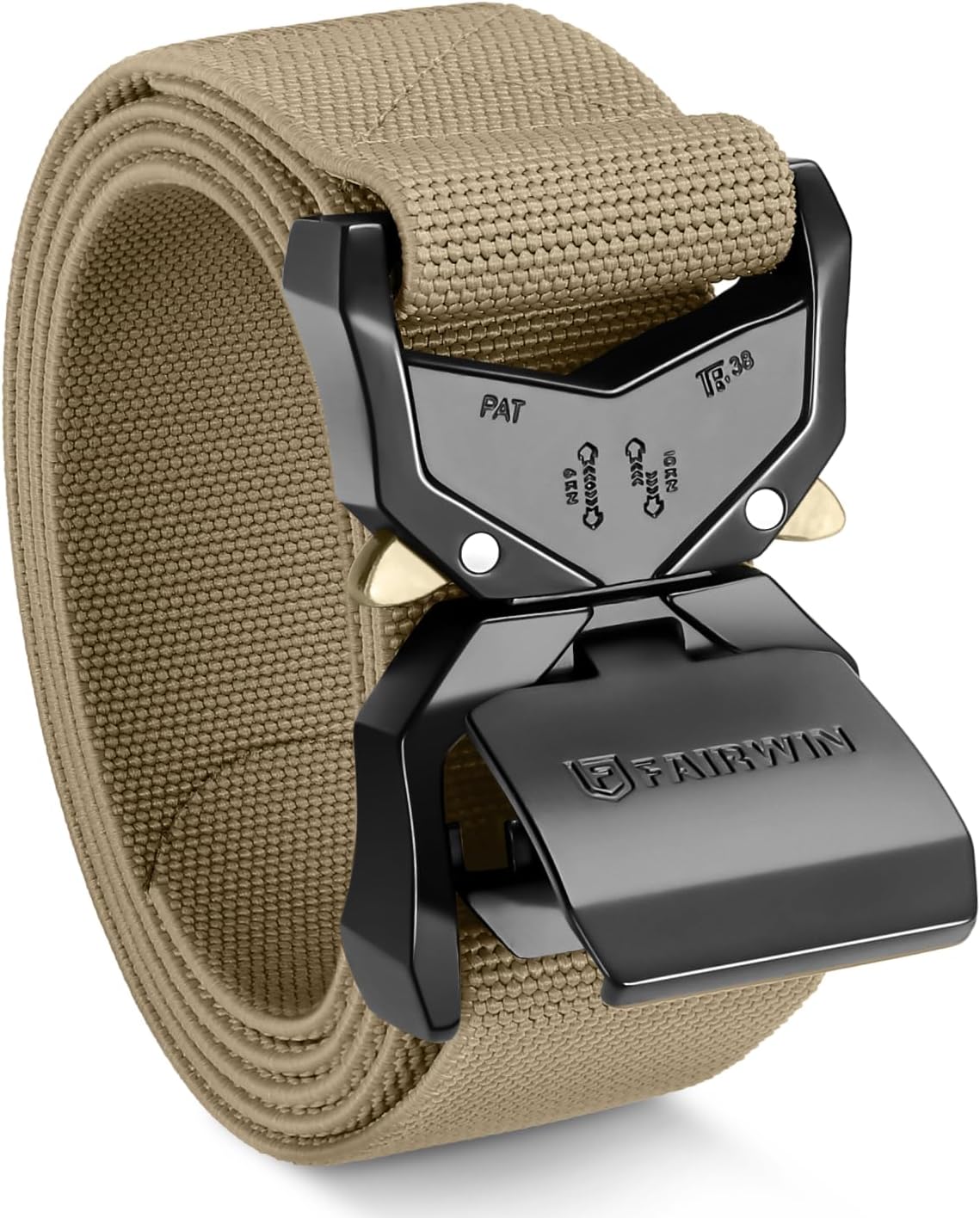 FAIRWIN Tactical Belt Men, 1.5" Stretch Nylon Web Military Hiking Rigger Work Belts with Quick-Release Seatbelt Buckle