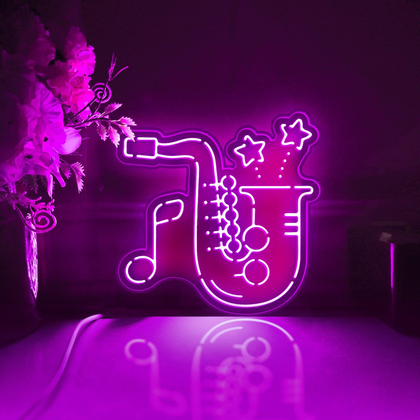 Scatola luminosa a LED a forma di sassofono, strumento musicale, decorazione artistica da parete, decorazione illuminata da scrivania, regalo per gli appassionati di jazz, amanti della musica