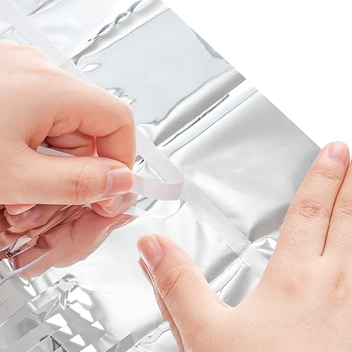 Miniatura 2 de Cortina de flecos de papel de aluminio para decoración de fiesta de Navidad, telón de fondo metálico plateado para cabina de fotos, cortinas de