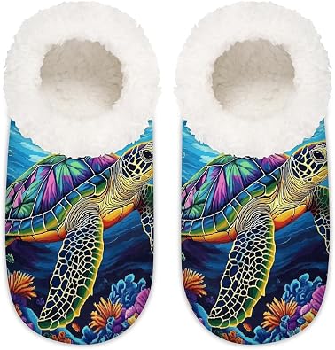 Plush Slippers Indoor Cozy House Shoes with Non-Slip Sole, Fuzzy Warm Comfort Slippers for Women Men Winter