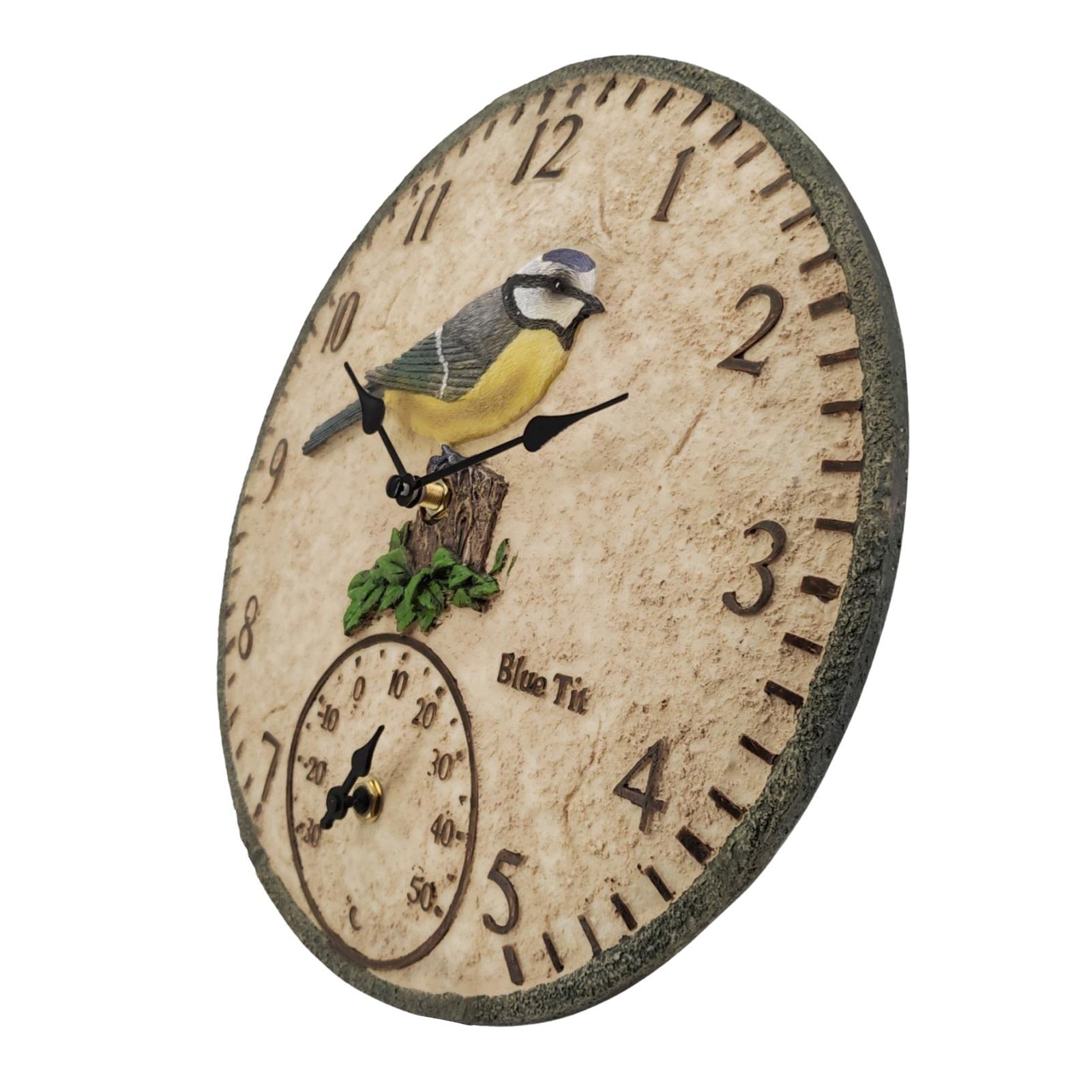 Waterproof Wall Clock?Outdoor Thermometer Clock?Indoor Outdoor Thermometer Clock, Wall-Mounted Thermometer Clock For Patio Garden Yard Garden 12 Inch