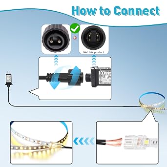 Replacement 3M LED Power Wire Lead for CZJUTAI LED power transformers - Waterproof Screw Type DC 2 Pin Connector (3M)
