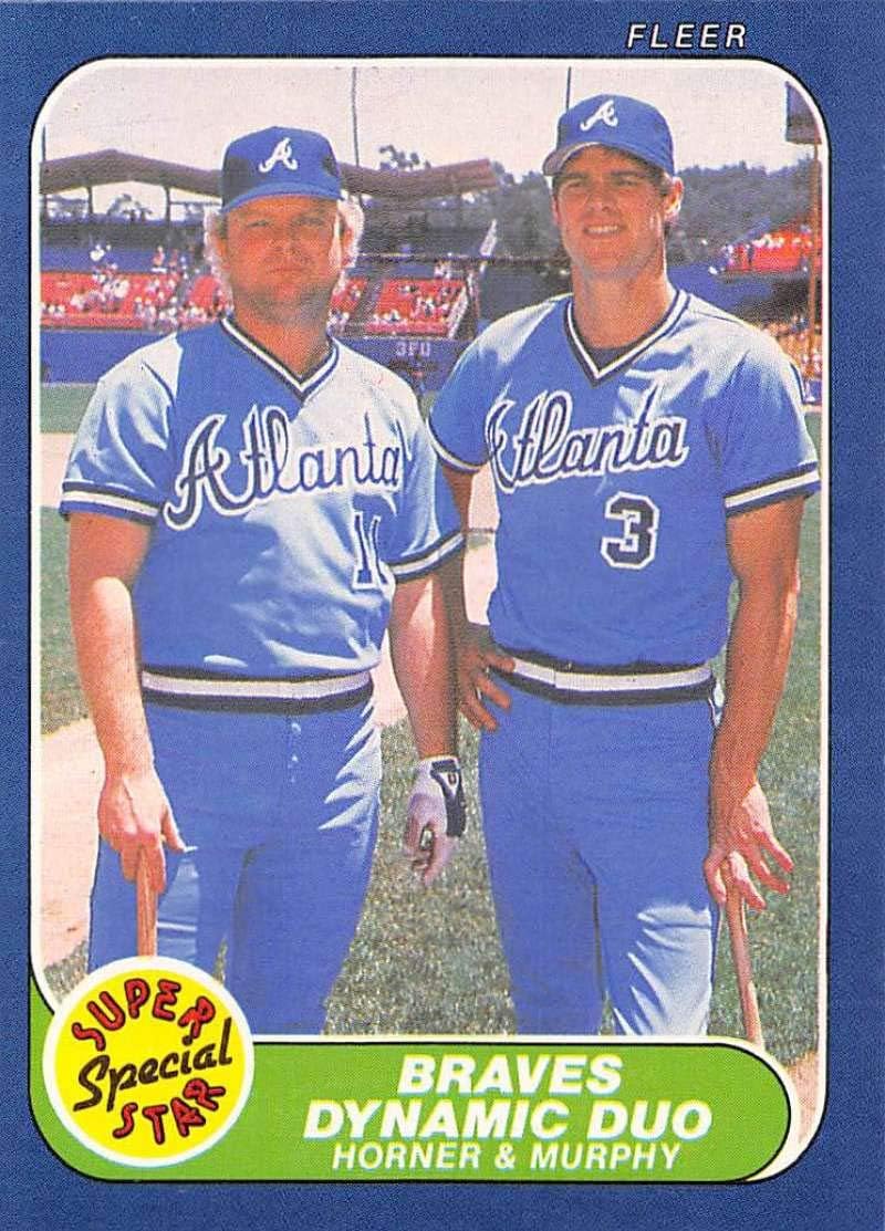 1986 Fleer Baseball #635 Duo Bob Horner/Dale Murphy Atlanta Braves Braves Dynamic Official MLB Trading Card