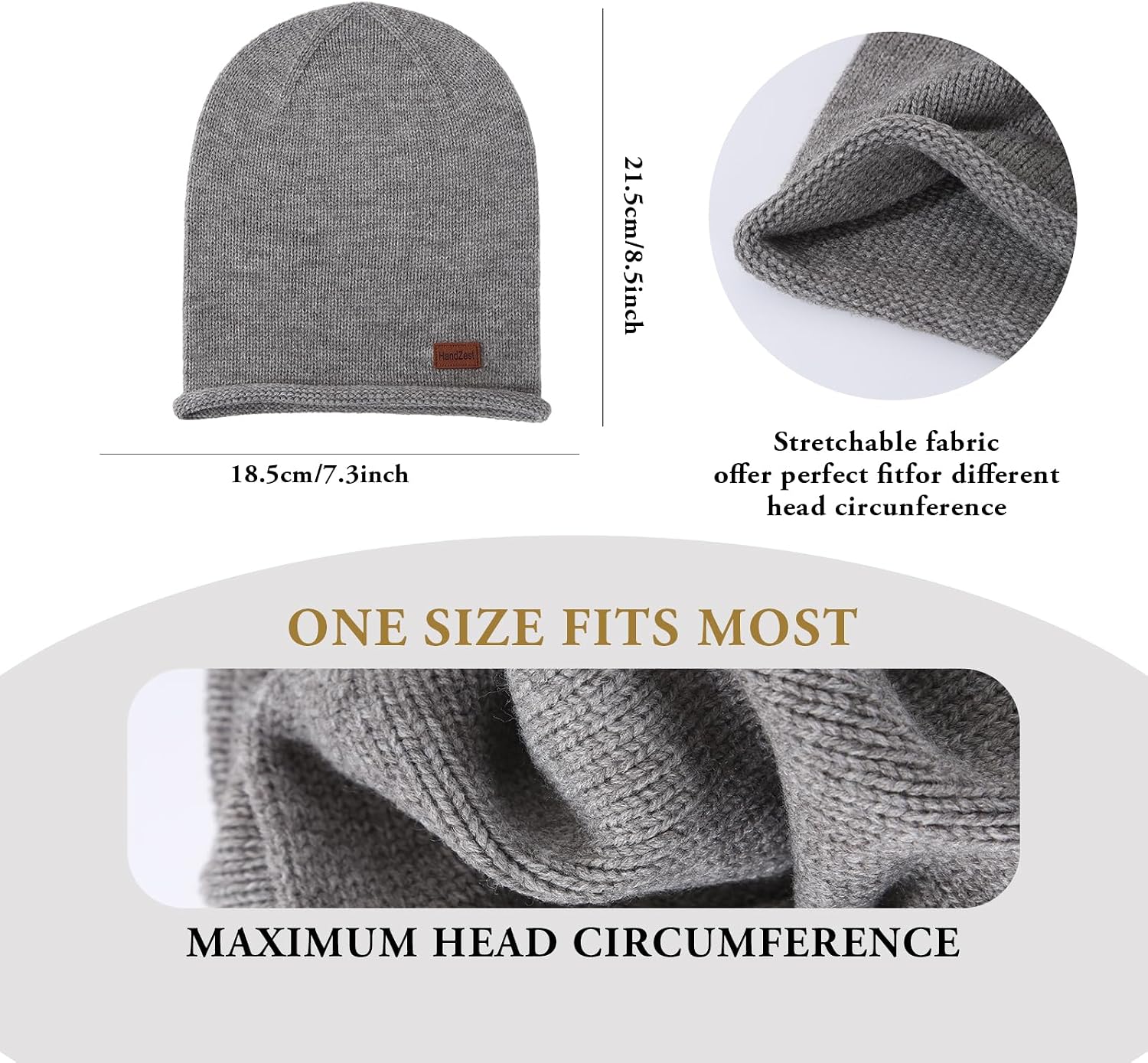 HandZest Unisex Loose Knit Beanie, Lightweight Breathable Spring Fall, Soft Stretchy Daily Outdoor, One Size Fits Most