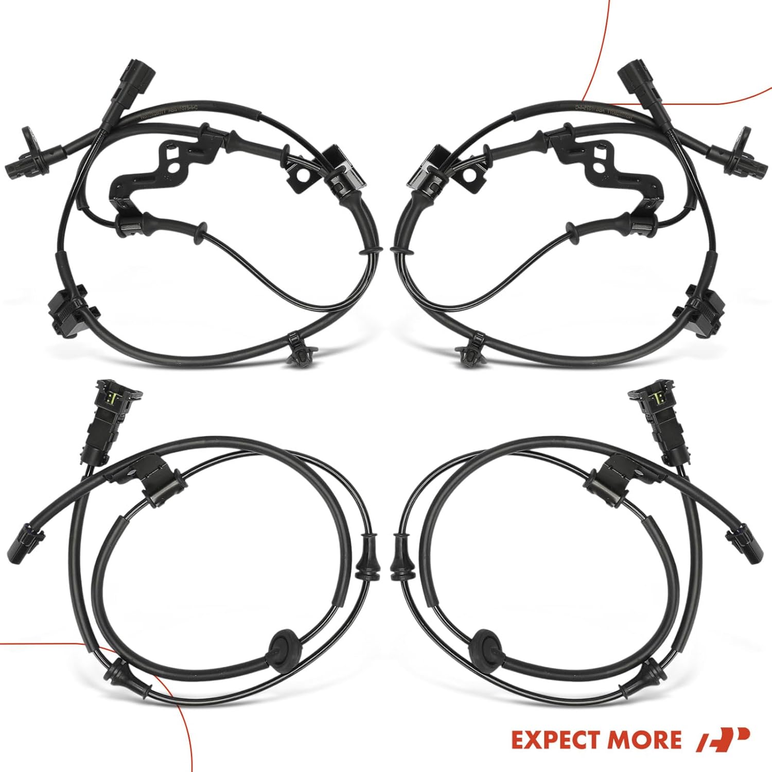 A-Premium 4PC Set ABS Wheel Speed Sensor & Wire Harness Compatible with Kia Soul 2014-2019, Soul EV 2015-2019 - Front and Rear, Driver and Passenger Side