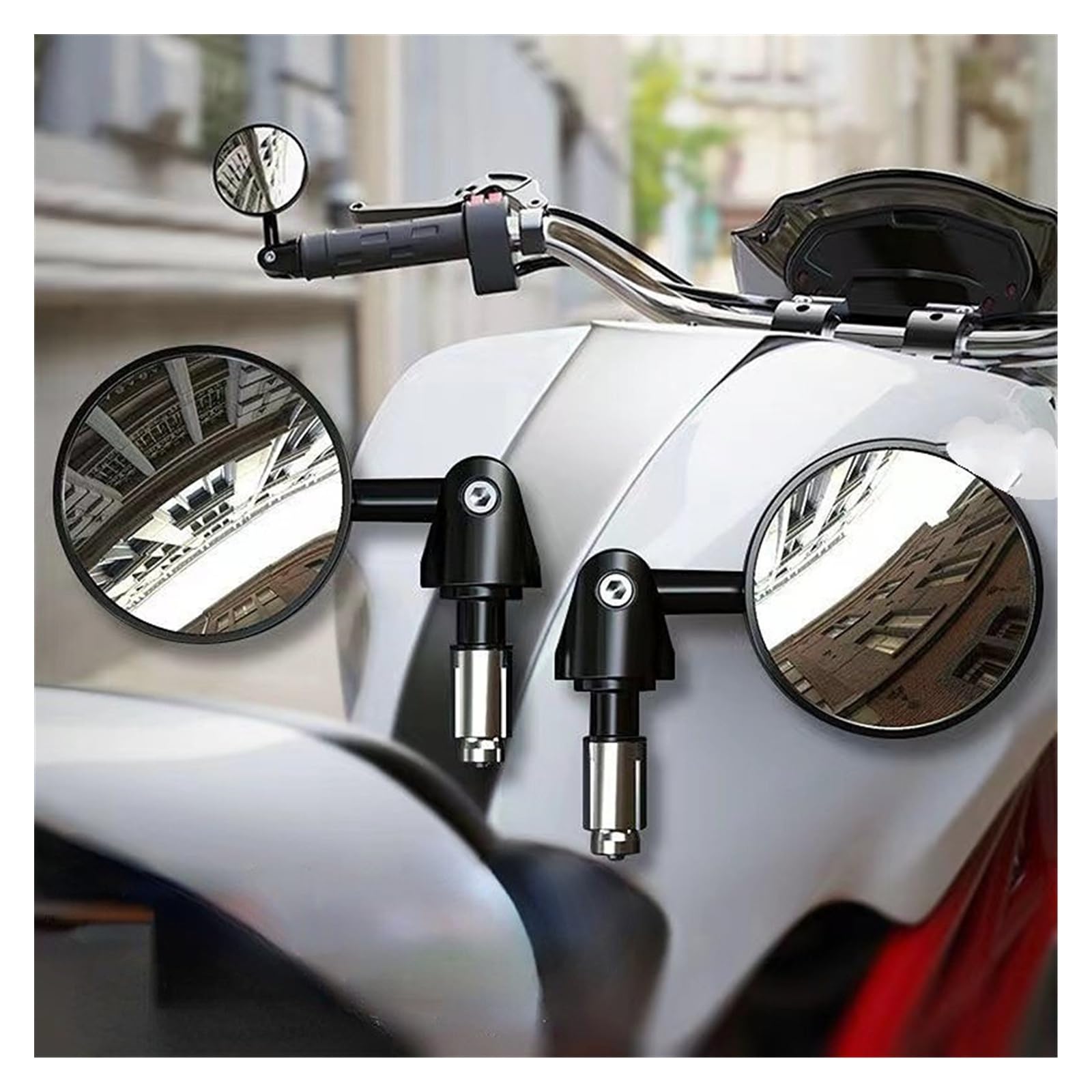 Retrovisores Moto Manillar Espejos Retrovisores Para Motocicleta Redondos Con Mango 7/8" Extremo Barra Plegable Lateral Motocicleta 2 Uds. Motocicleta Retrovisores (Color : C18-1pair)