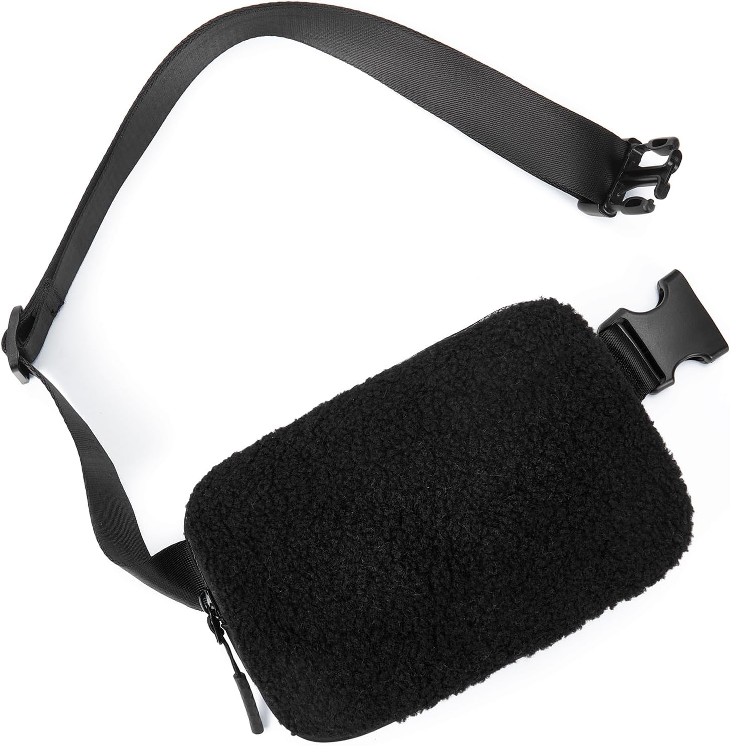 TelenaBelt Bag for Women Men Fashionable Crossbody Fanny Pack for Women Trendy Waist Bag with Adjustable Strap Fleece Black