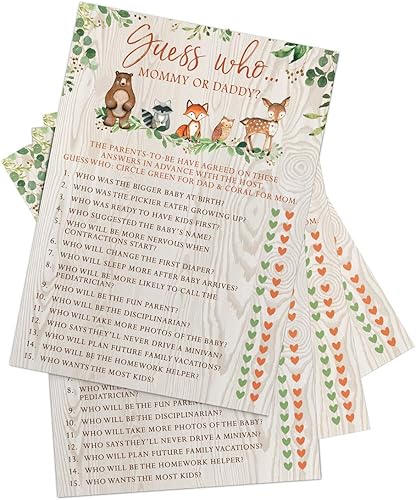Miniatura 5 de Printed Party Woodland Baby Shower Juego Juego - 5 divertidos juegos y actividades para niño o niña, tema de animales del bosque del bosque, 50
