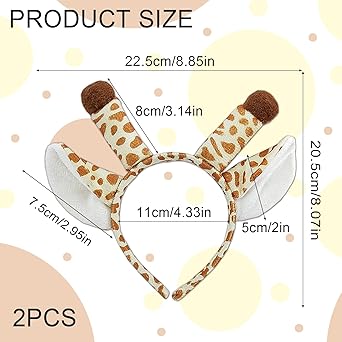 Costume Giraffa EUPSIIU 2 Pezzi - Orecchie E Corna, Fascia Per Capelli, Per Halloween E Carnevale - Foto 2