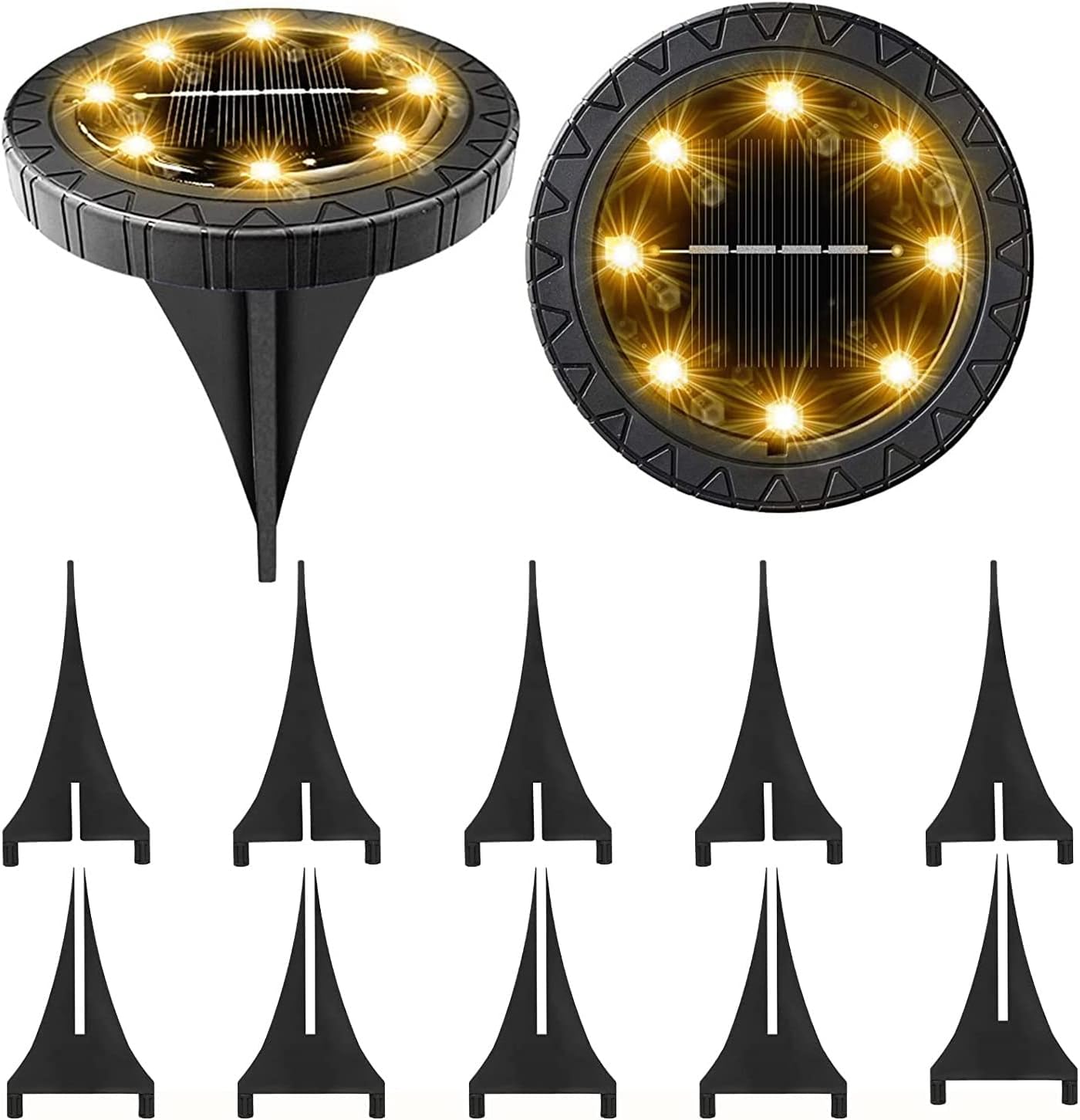 Solar Powered 2Pack, Waterproof LED Outdoor Disk Lights - Solar Garden Lights for Landscape, Pathway, Patio, Yard, Walkway, Lawn, Driveway (Warm White)