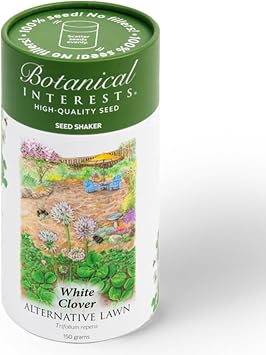 Botanical Interests White Clover Alternative Lawn Seed Shaker Covers Up to 5300 sq ft, Low-Growing, Weed-Suppressing, Nitrogen-Fixing Perennial for Lawns & Ground Cover, Attracts Pollinators