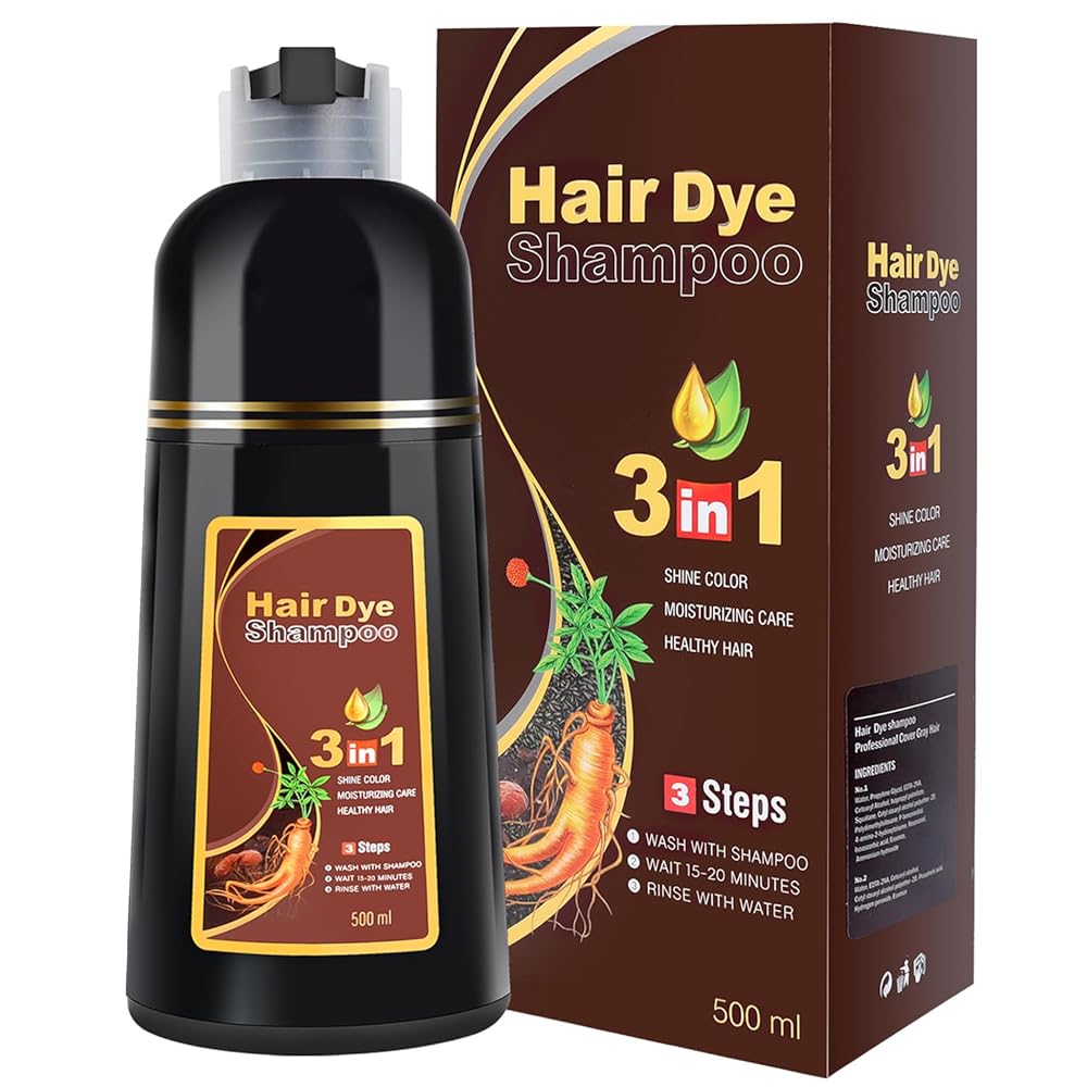 cosmpro Brown Hair Dye Shampoo for Gray Hair Coverage Hair Color Shampoo Herbal Hair Dye Shampoo 3 in 1 for Men and Women, Instant Color Shampoo Hair Shampoo Champu Con Tinte Para Canas (Brown)