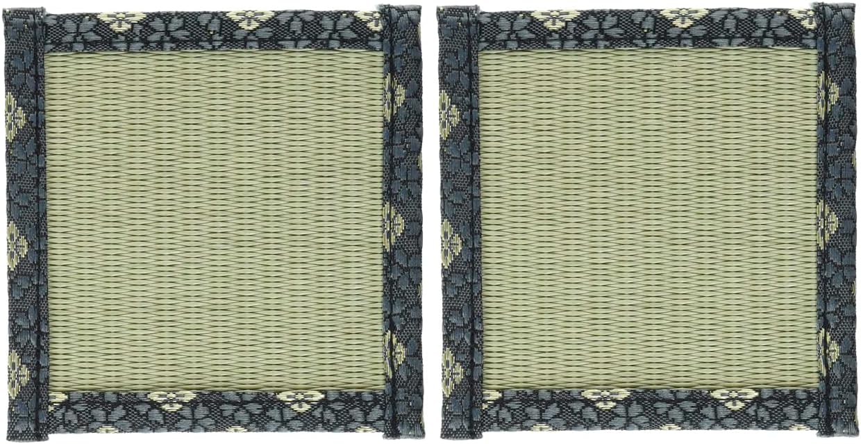 Japanese Traditional Style Small Tatami Coasters Mats 4.3 Inches 0.1 Thickness Tea Mat Set of 2 (Green B)