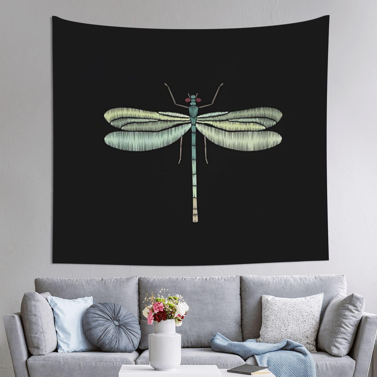 WKSGDSG Decoration Tapestry Wall Hanging For Bedroom, Dragonfly Black, 152x130cm Dorm Decor, Lightweight Easy Hang Wall Art For Living Room, Aesthetic Tapestries For Outdoor, Ceiling, Doorway, Camping