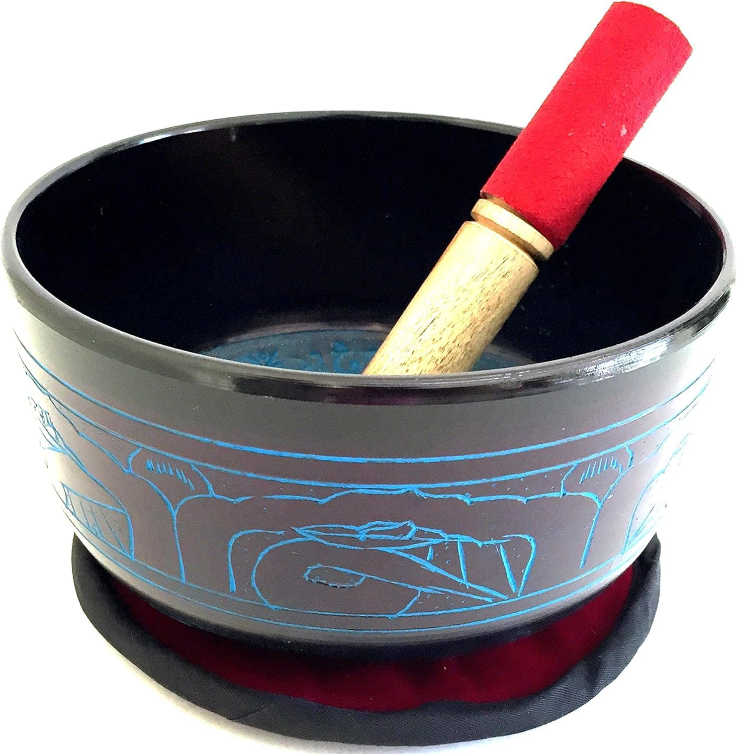 Tibetan Meditation Om Mani Padme Hum Peace Singing Bowl With Mallet, LARGE 8"- FREE MEDITATION BRACELET Included!- OMA® BRAND