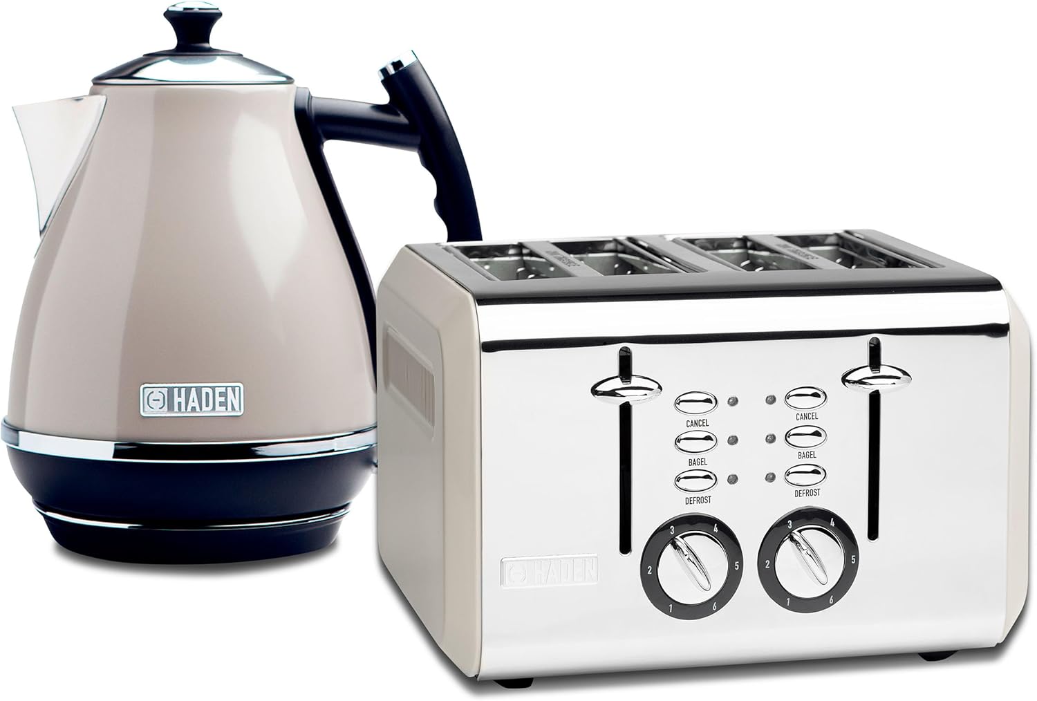 Haden Cotswold Retro 1.7 Stainless Steel Electric Kettle & Countertop 4 Slice Wide