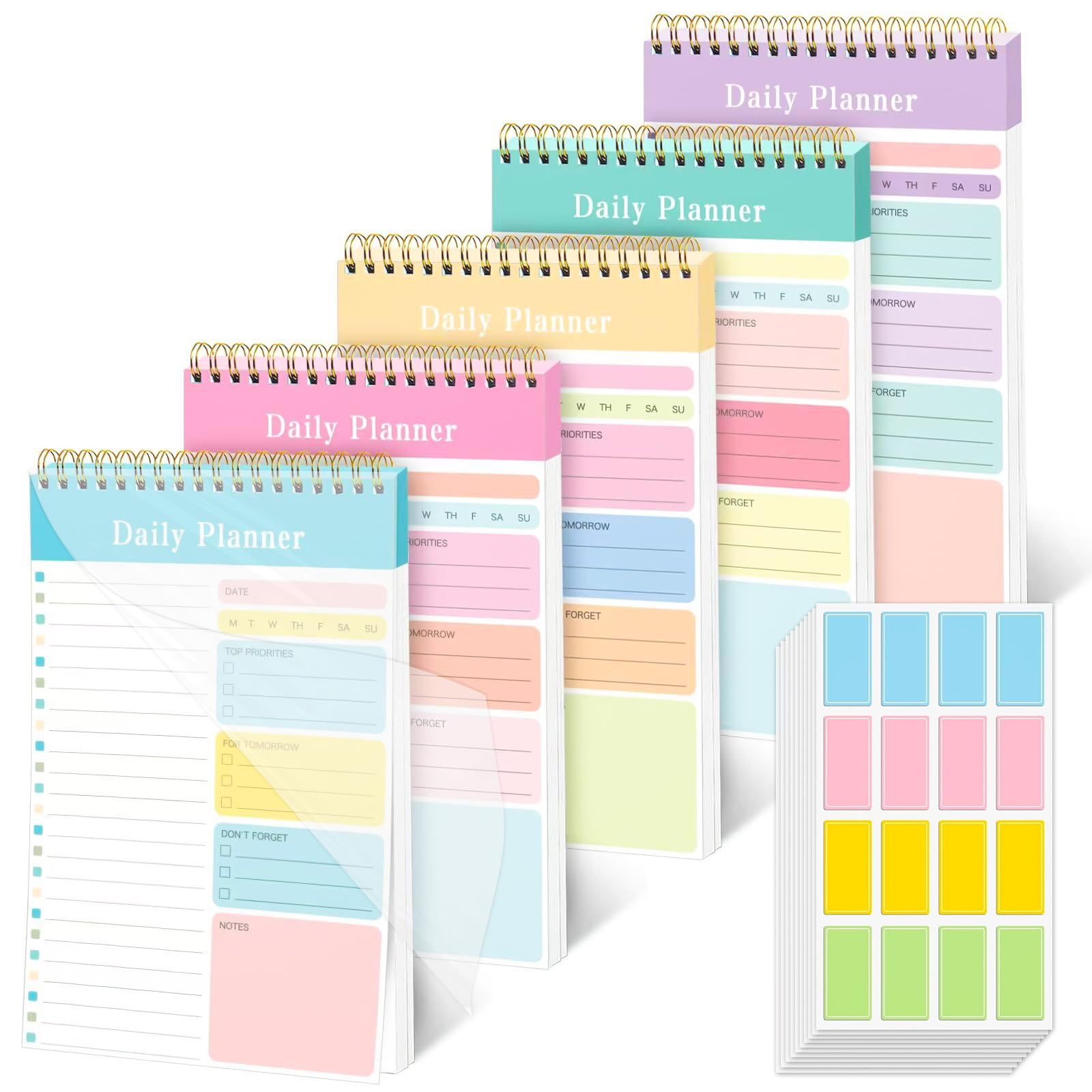 Checklist Things to Do Today, 5 Pack A5 to Do List Pad with Stickers