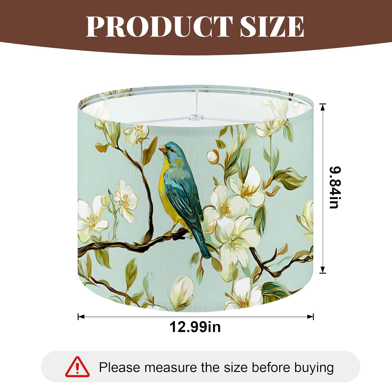 Table Lamp Shade, 13”W x 10”H HD Printing Geometric floral leaves marble Lampshade, Lamps shades, Modern Lampshade Decor for Table and Floor Lamps (Birds)