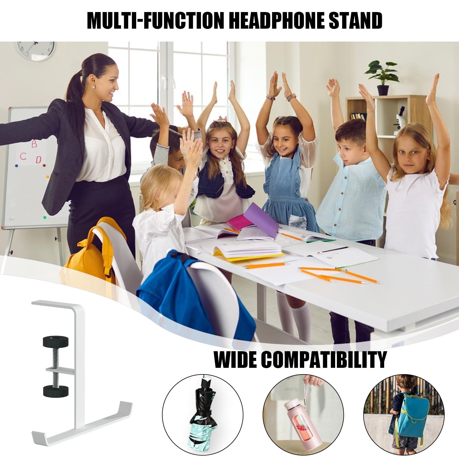 Ganci Regolabili Zayin Per Borse E Cuffie - 3 Pezzi In Metall Per Sotto La Scrivania | Ideali Per Zaini E Accessori - Foto 3