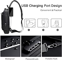 Vista 4 de FANDARE - Bolso de hombro para negocios, bolsa de pecho antirrobo con USB