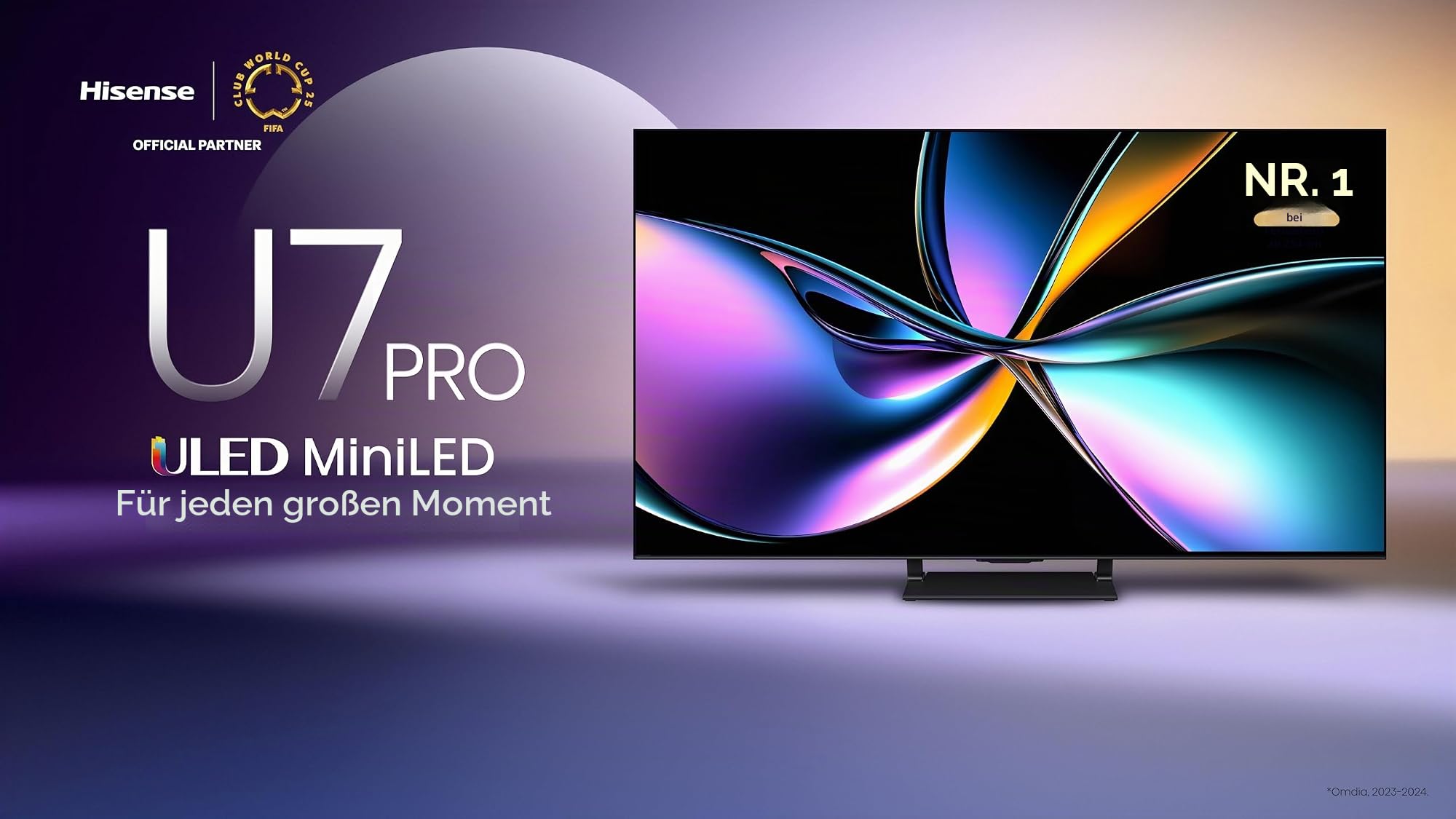 Hisense 65U7Q Pro Fernseher 65 Zoll, 4K Mini LED, Smart TV, Hi-View AI Engine Pro, 165Hz Game Mode Ultra, FreeSync Premium Pro, 2.1.2 ch. Surround Sound, Dolby Vision IQ Atmos, Sprachsteuerung [2025]