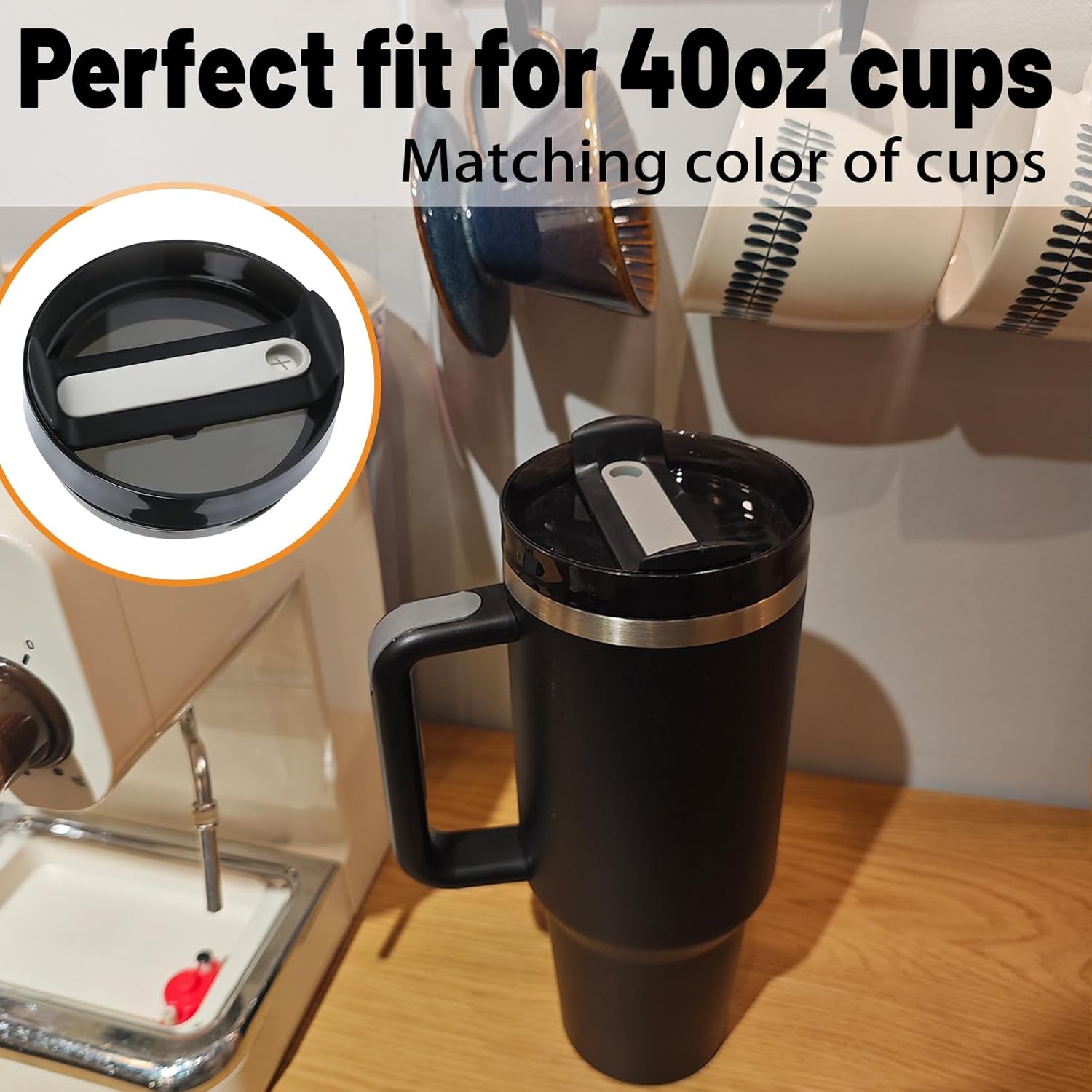 2-Pack Stanley Cup Lid Replacement - 40 Oz Spill-Proof Tumbler Covers With Dual Openings