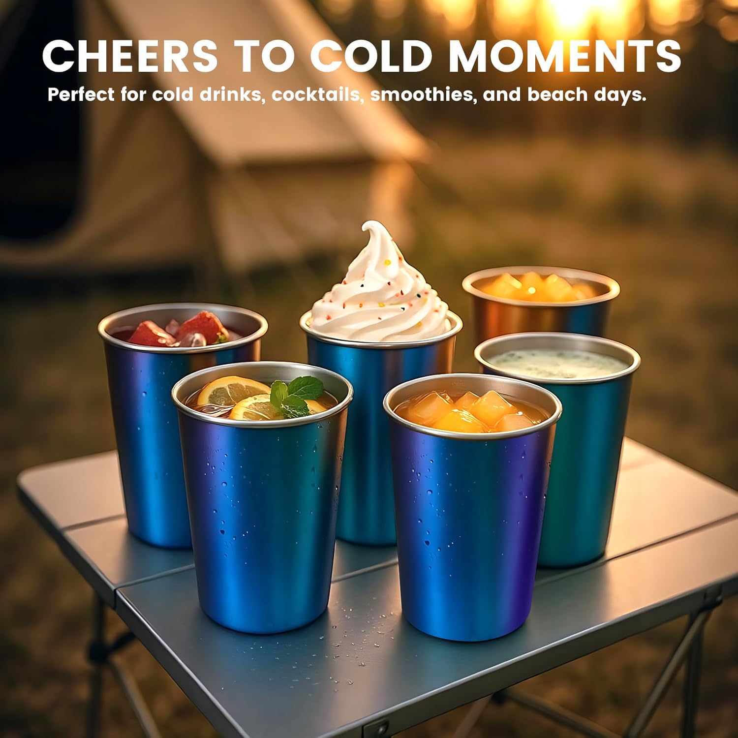 12 oz Stainless Steel Cups 4 Pack, Stackable Metal Drinking Glasses, Unbreakable & Shatterproof Mini Tumblers, BPA Free for Home, Bar, Restaurant, Party, Travel, Camping, Outdoors - Image 4