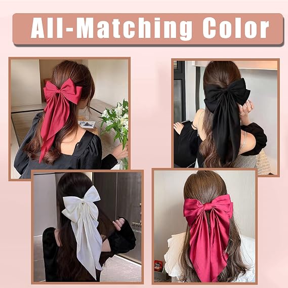 10 PCS Hair Bow,Big Bows for Girls and Womens,Hair Bow for Womens,Hair Ribbons,Large Hair Bow for Women,Bows for Women,Oversized Long-tail Cute Aesthetic Hair Accessories(Red Series)