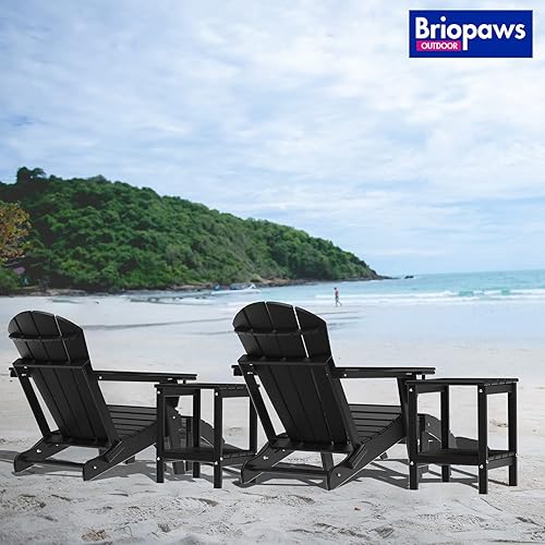 Miniatura 5 de Juego de 2 otomanas Adirondack plegables de polietileno de alta densidad para todo tipo de clima, reposapiés de plástico para terraza, patio